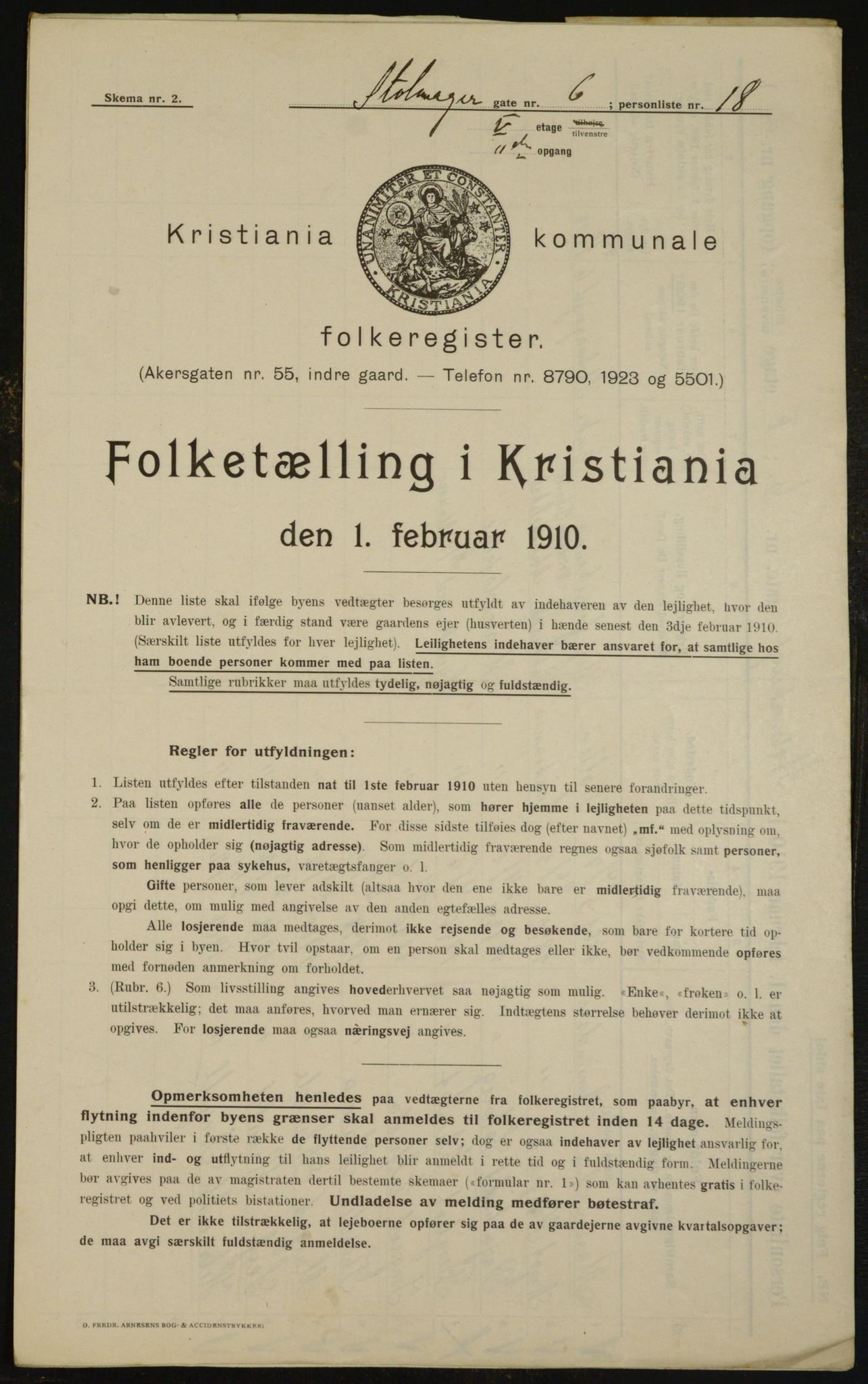 OBA, Municipal Census 1910 for Kristiania, 1910, p. 97513