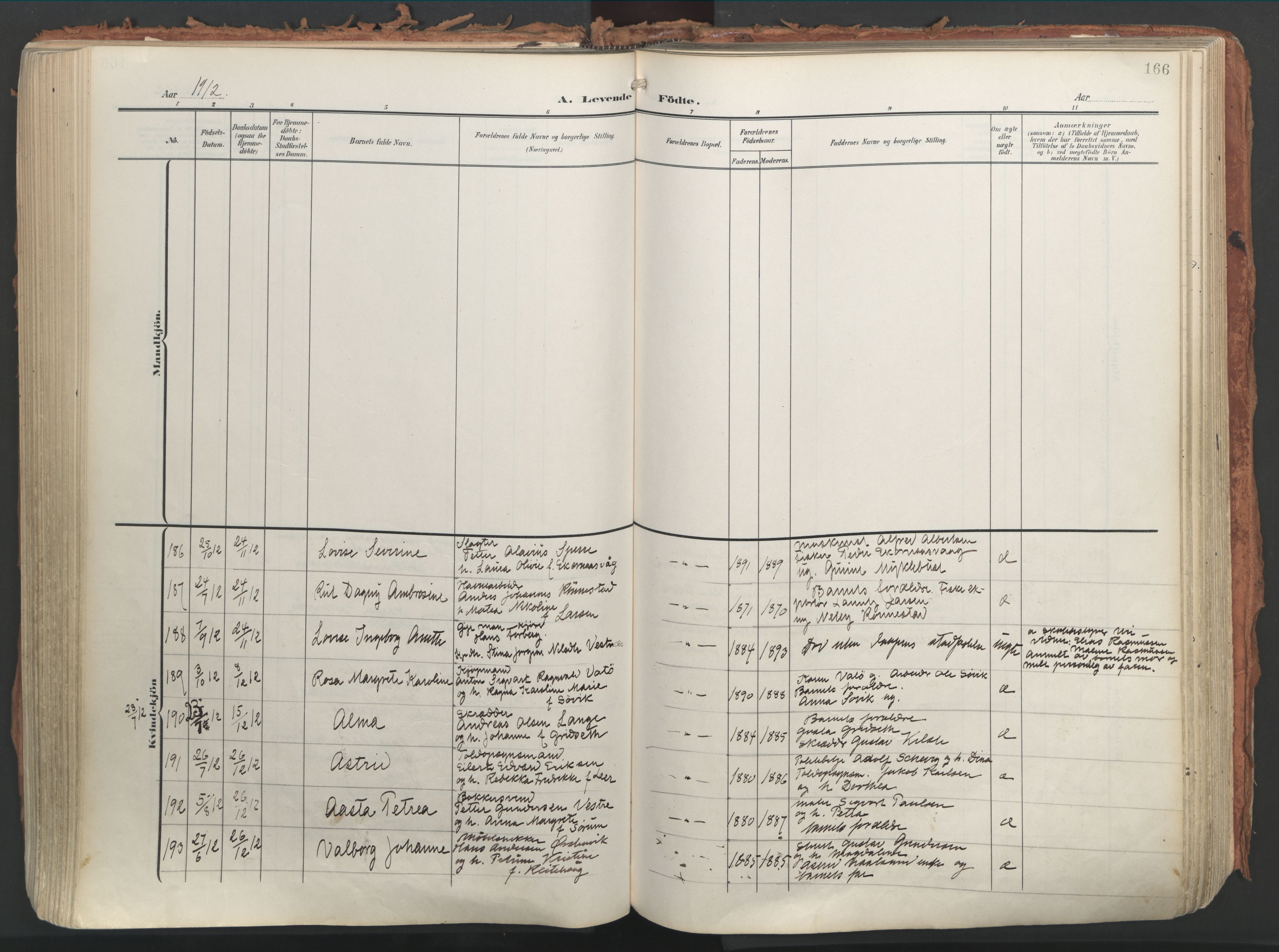 Ministerialprotokoller, klokkerbøker og fødselsregistre - Møre og Romsdal, AV/SAT-A-1454/529/L0460: Parish register (official) no. 529A10, 1906-1917, p. 166