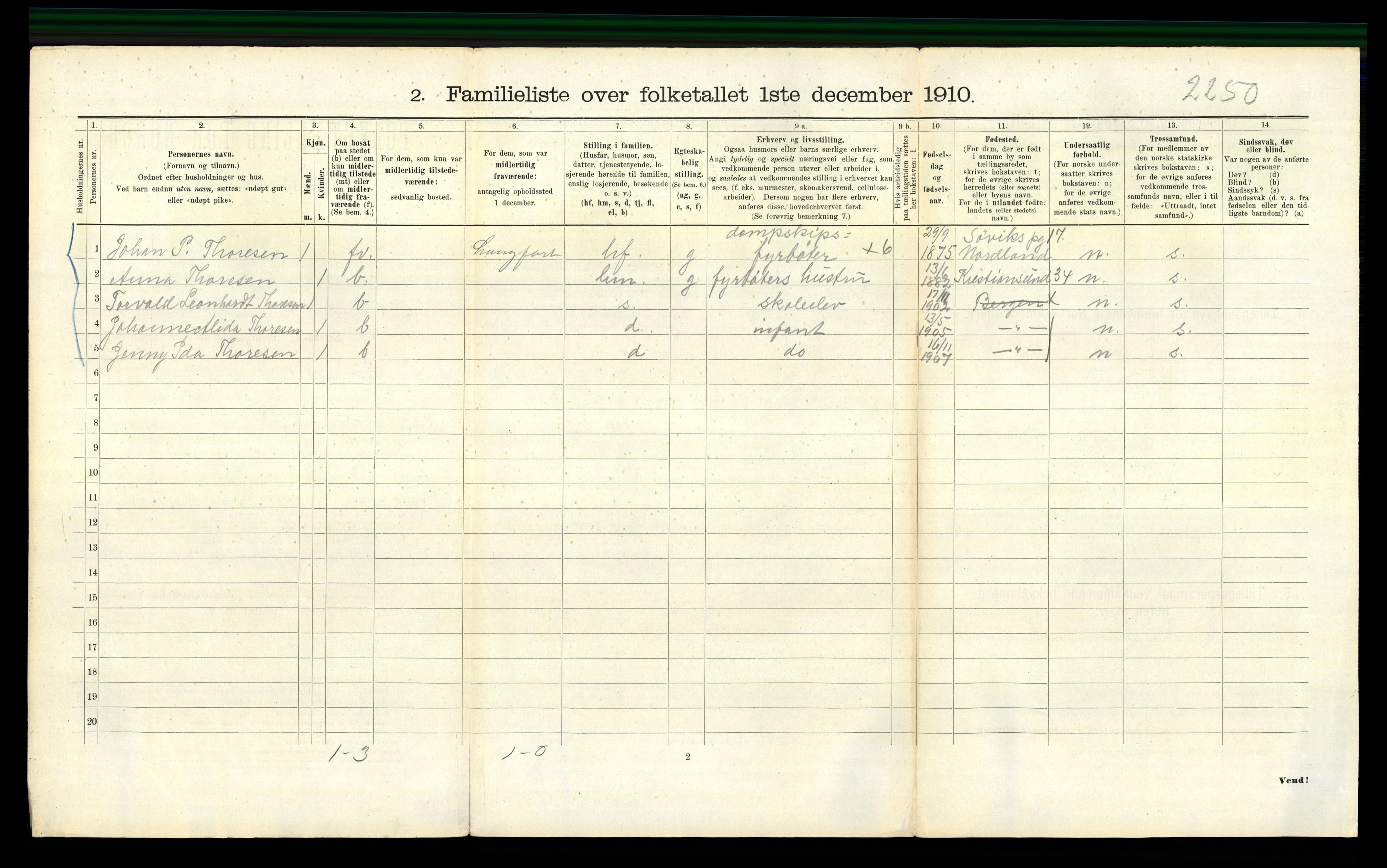 RA, 1910 census for Bergen, 1910, p. 42510