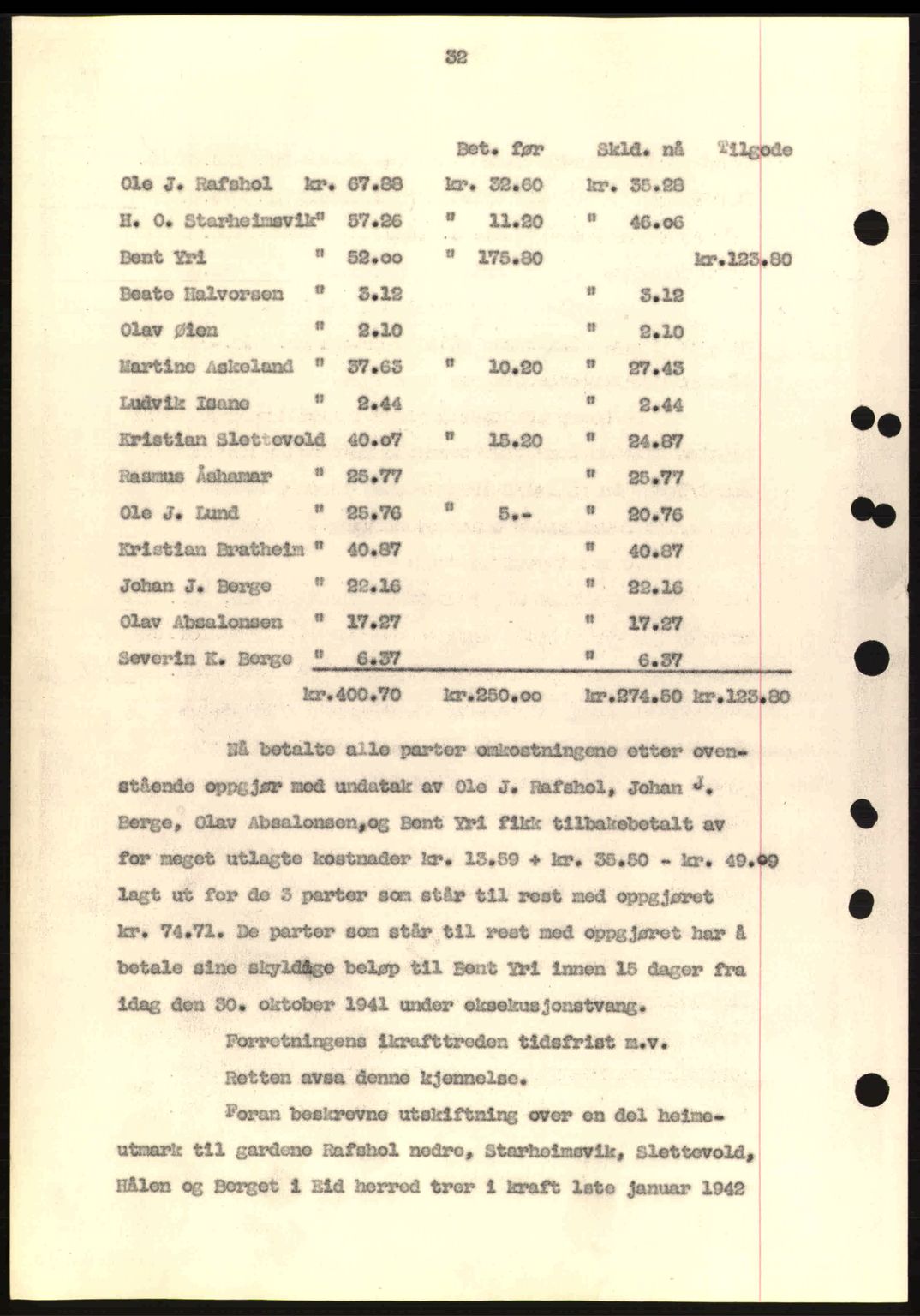 Nordfjord sorenskriveri, AV/SAB-A-2801/02/02b/02bj/L0007: Mortgage book no. A7, 1941-1943, Diary no: : 593/1942