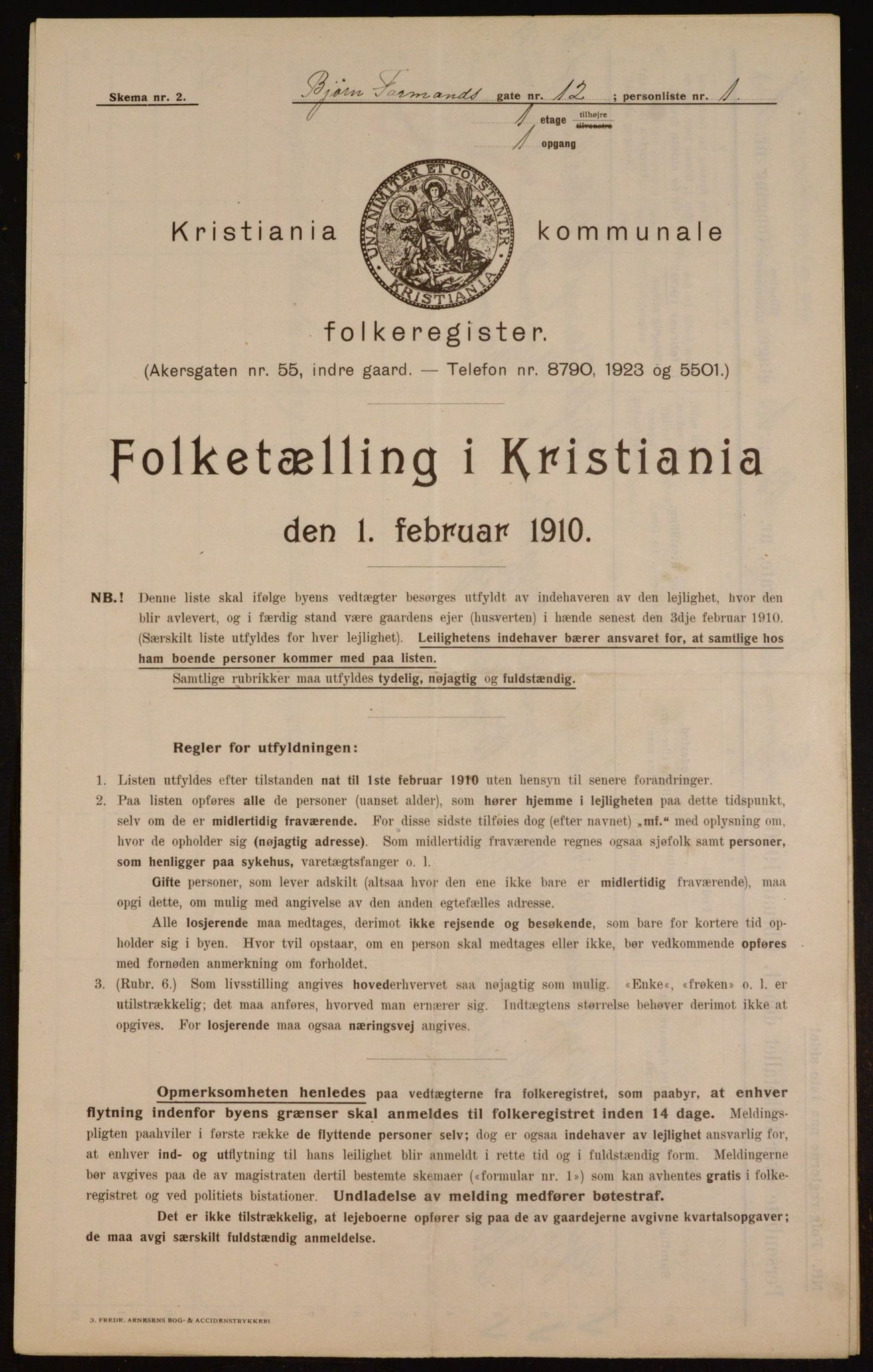 OBA, Municipal Census 1910 for Kristiania, 1910, p. 6492