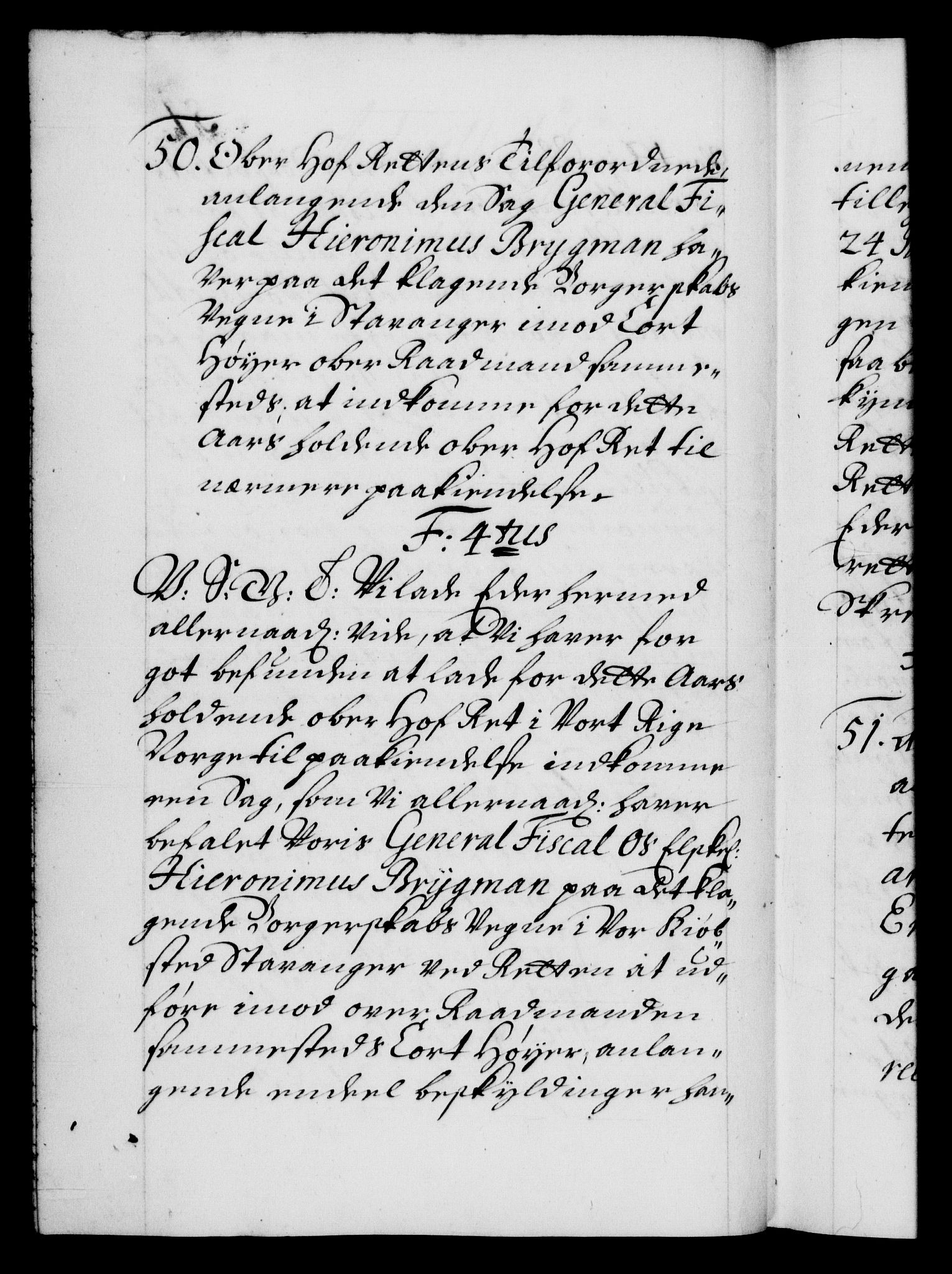 Danske Kanselli 1572-1799, AV/RA-EA-3023/F/Fc/Fca/Fcab/L0017: Norske tegnelser, 1704-1706, p. 51b