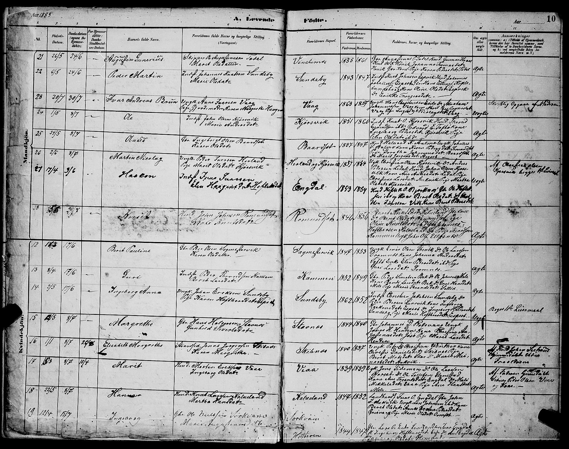 Ministerialprotokoller, klokkerbøker og fødselsregistre - Møre og Romsdal, AV/SAT-A-1454/578/L0909: Parish register (copy) no. 578C02, 1882-1900, p. 10