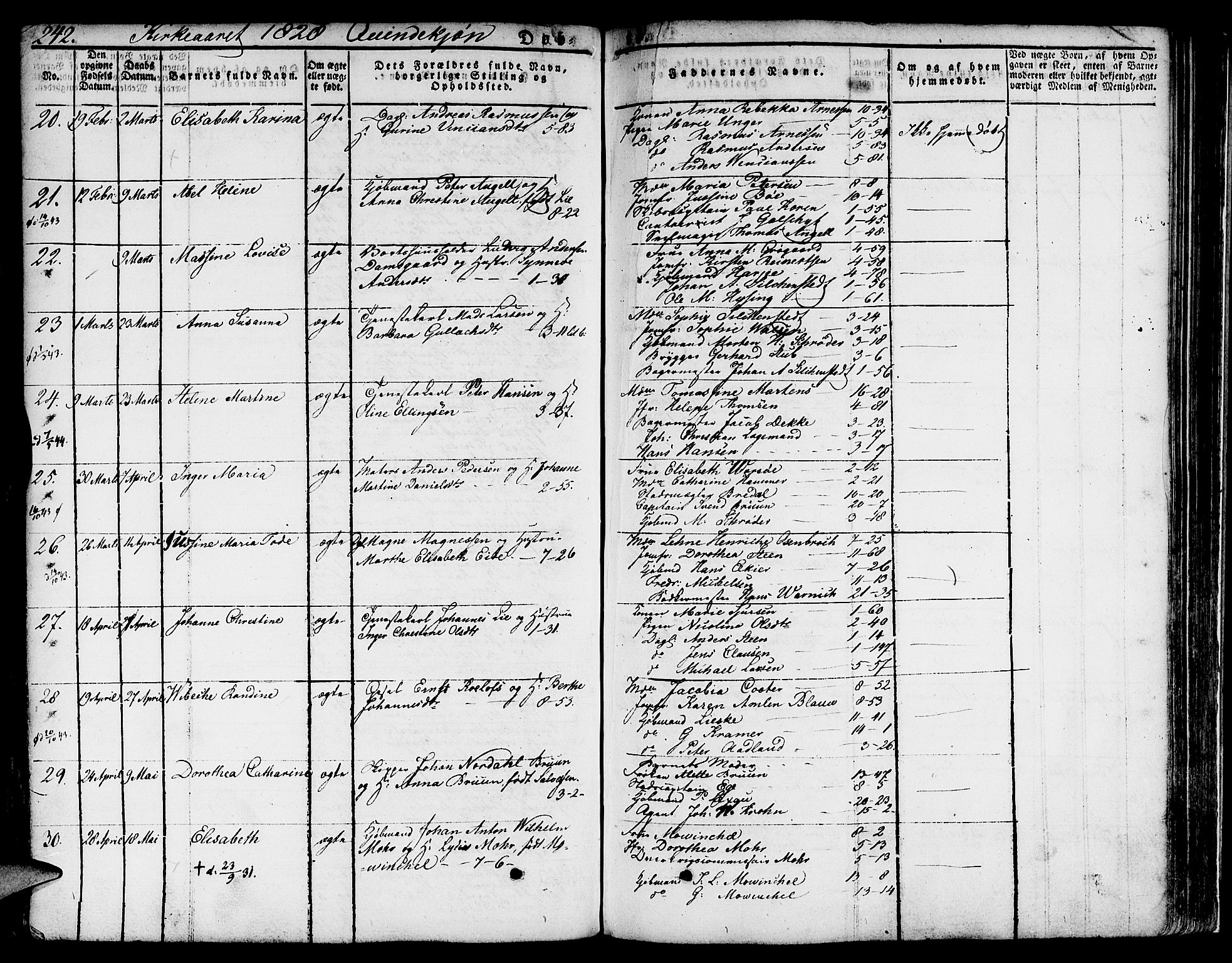 Nykirken Sokneprestembete, SAB/A-77101/H/Hab: Parish register (copy) no. A 5I, 1821-1841, p. 242