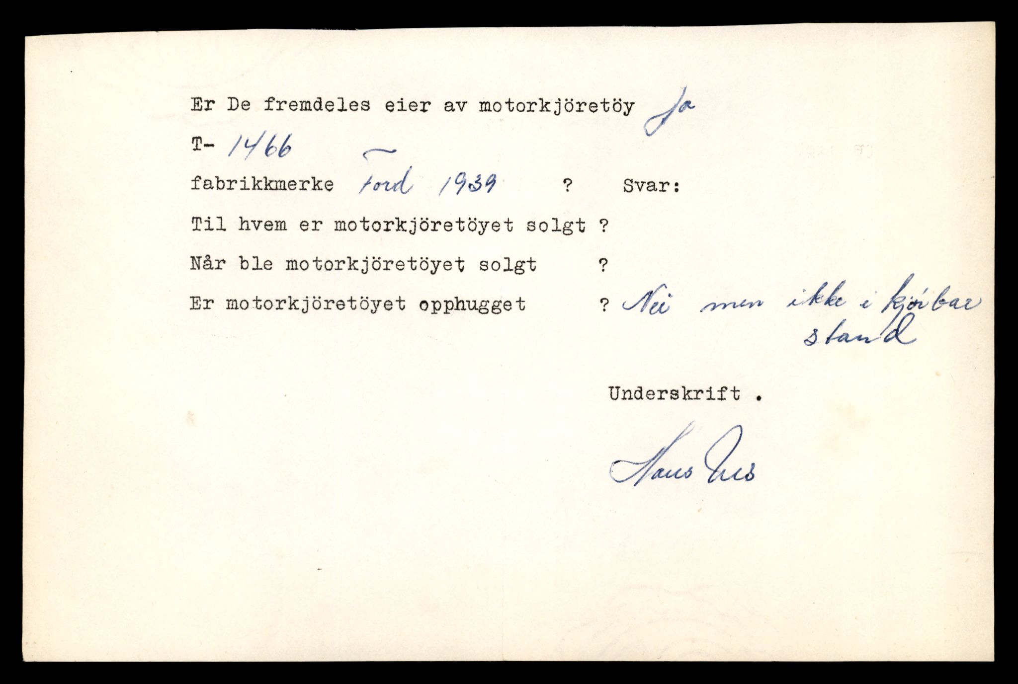 Møre og Romsdal vegkontor - Ålesund trafikkstasjon, SAT/A-4099/F/Fe/L0013: Registreringskort for kjøretøy T 1451 - T 1564, 1927-1998, p. 291