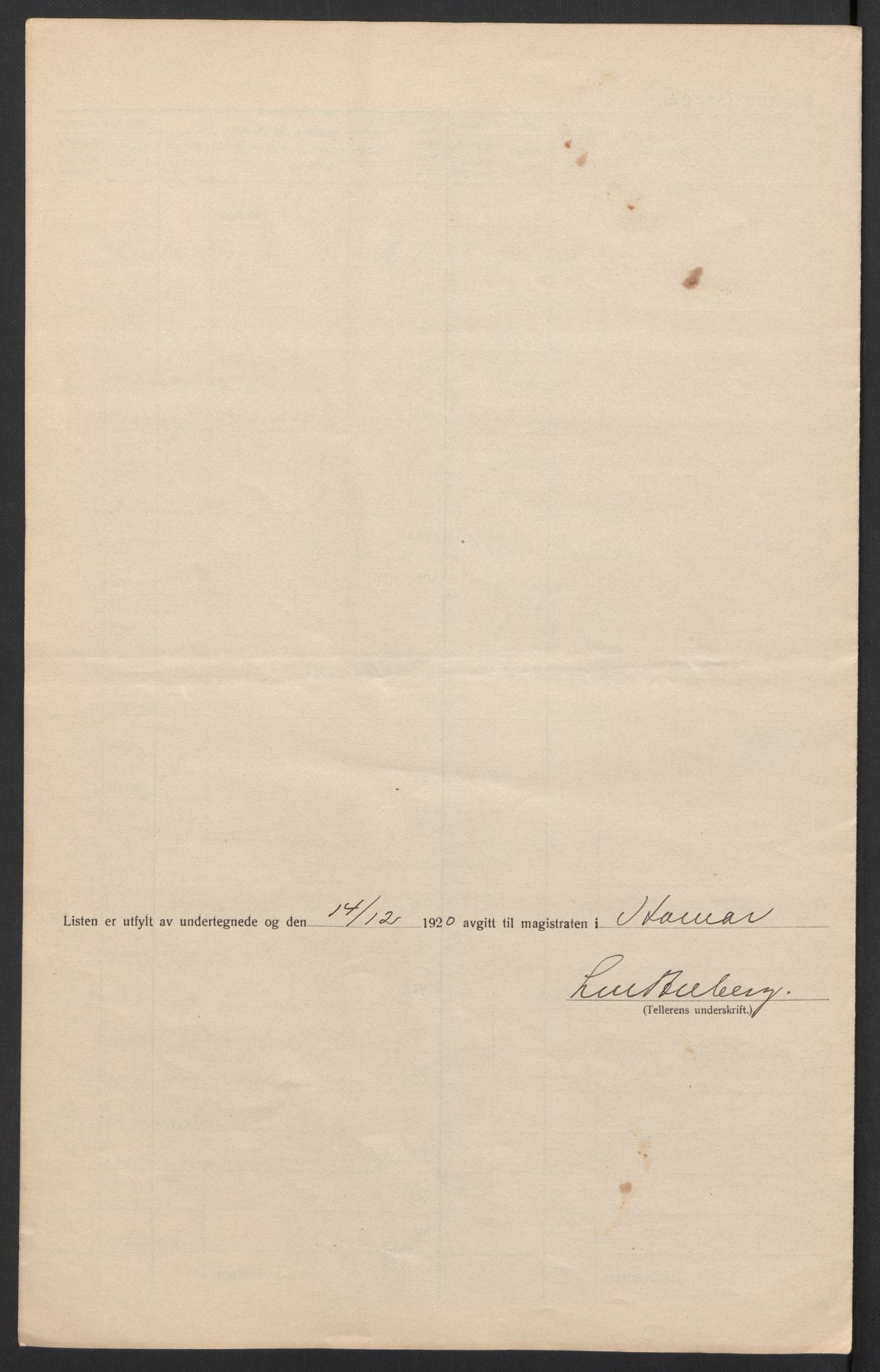 SAH, 1920 census for Hamar, 1920, p. 14