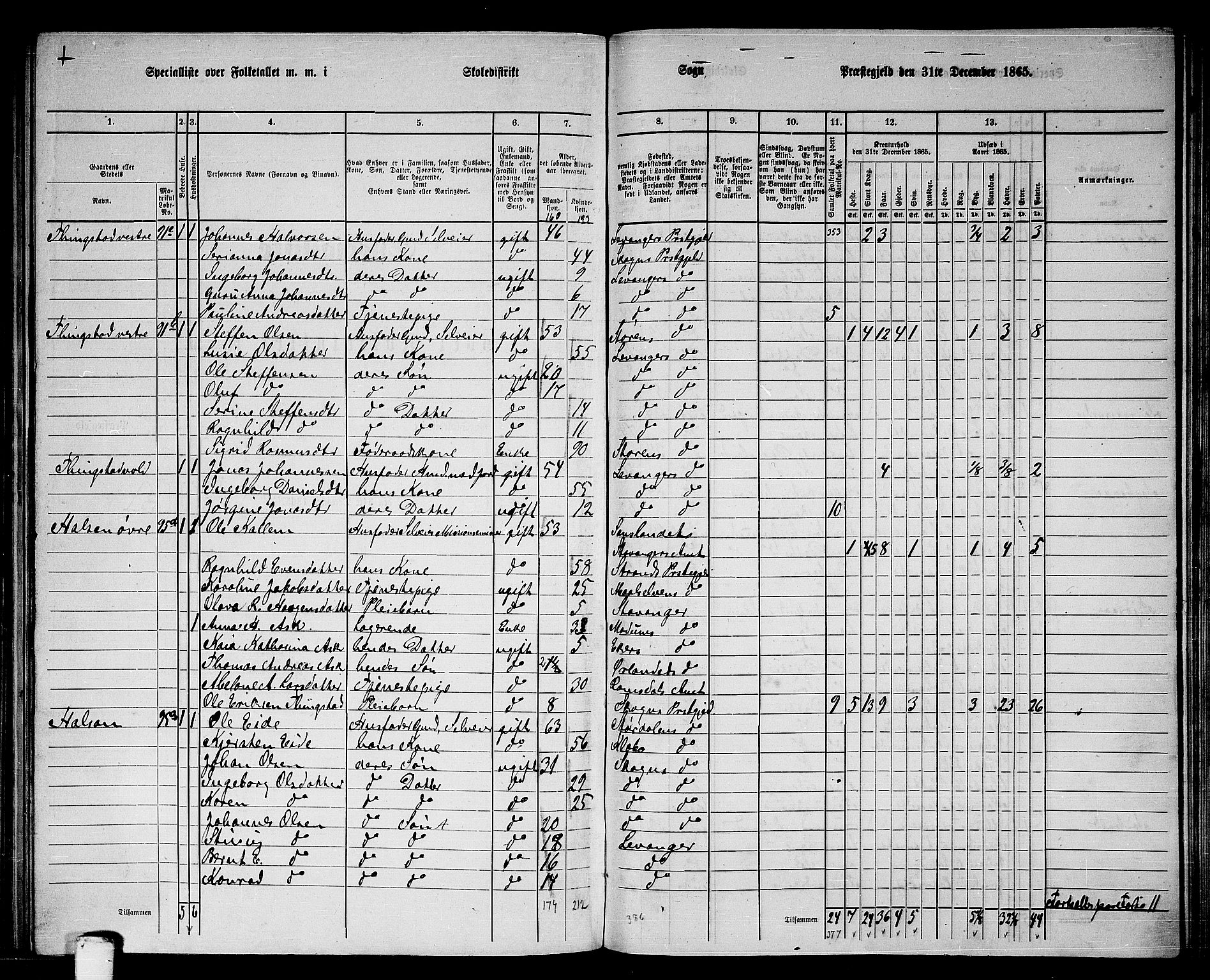 RA, 1865 census for Levanger/Levanger, 1865, p. 40