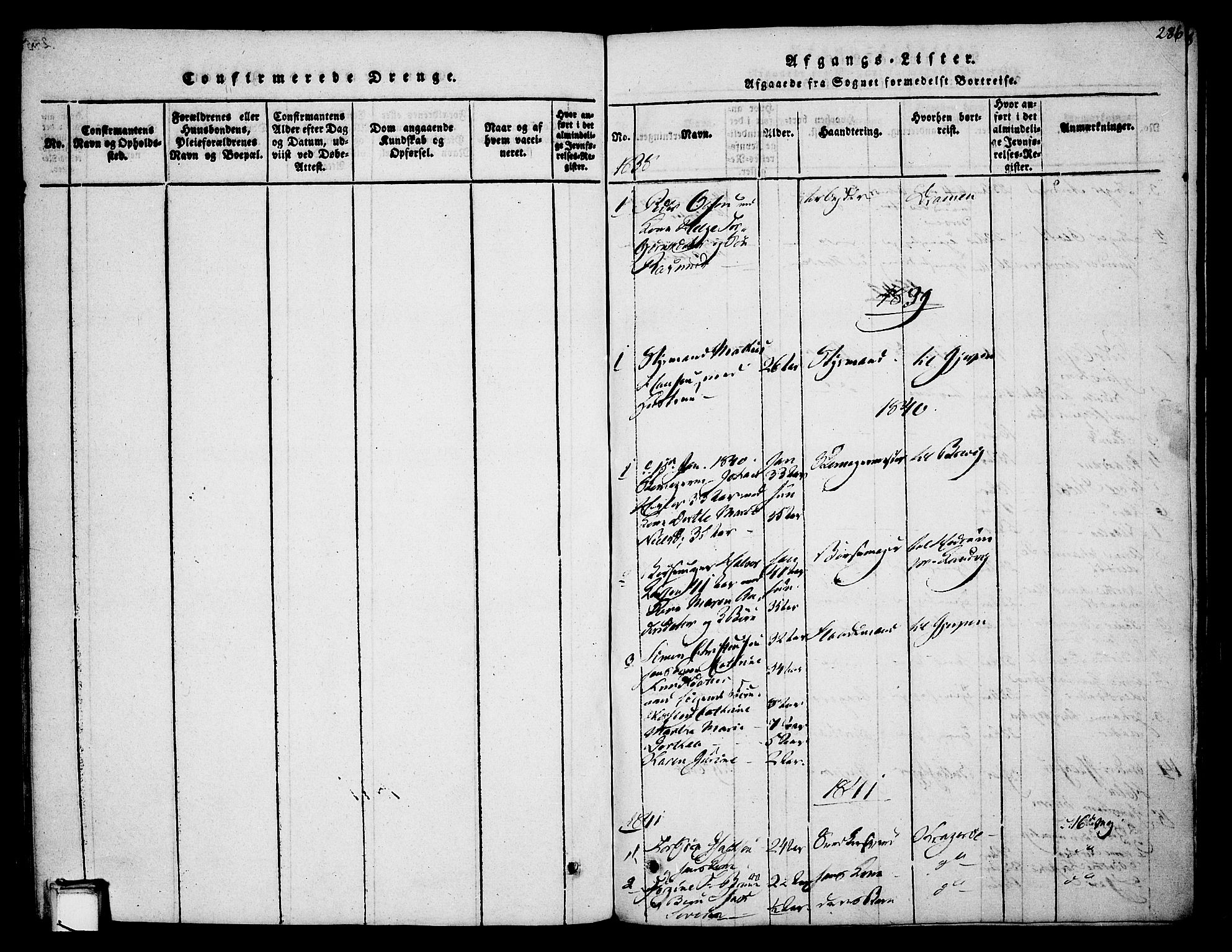 Skien kirkebøker, SAKO/A-302/F/Fa/L0005: Parish register (official) no. 5, 1814-1843, p. 286
