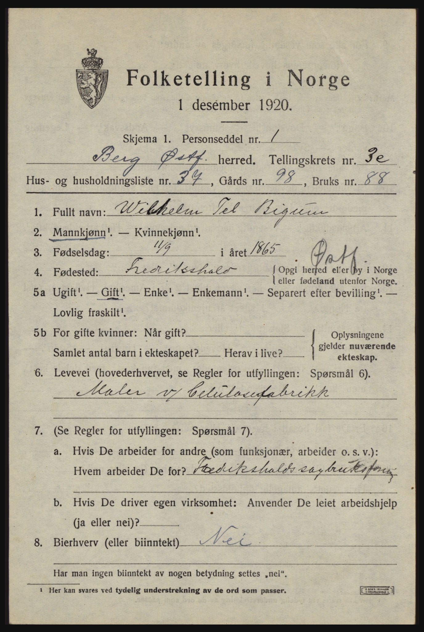 SAO, 1920 census for Berg, 1920, p. 7575