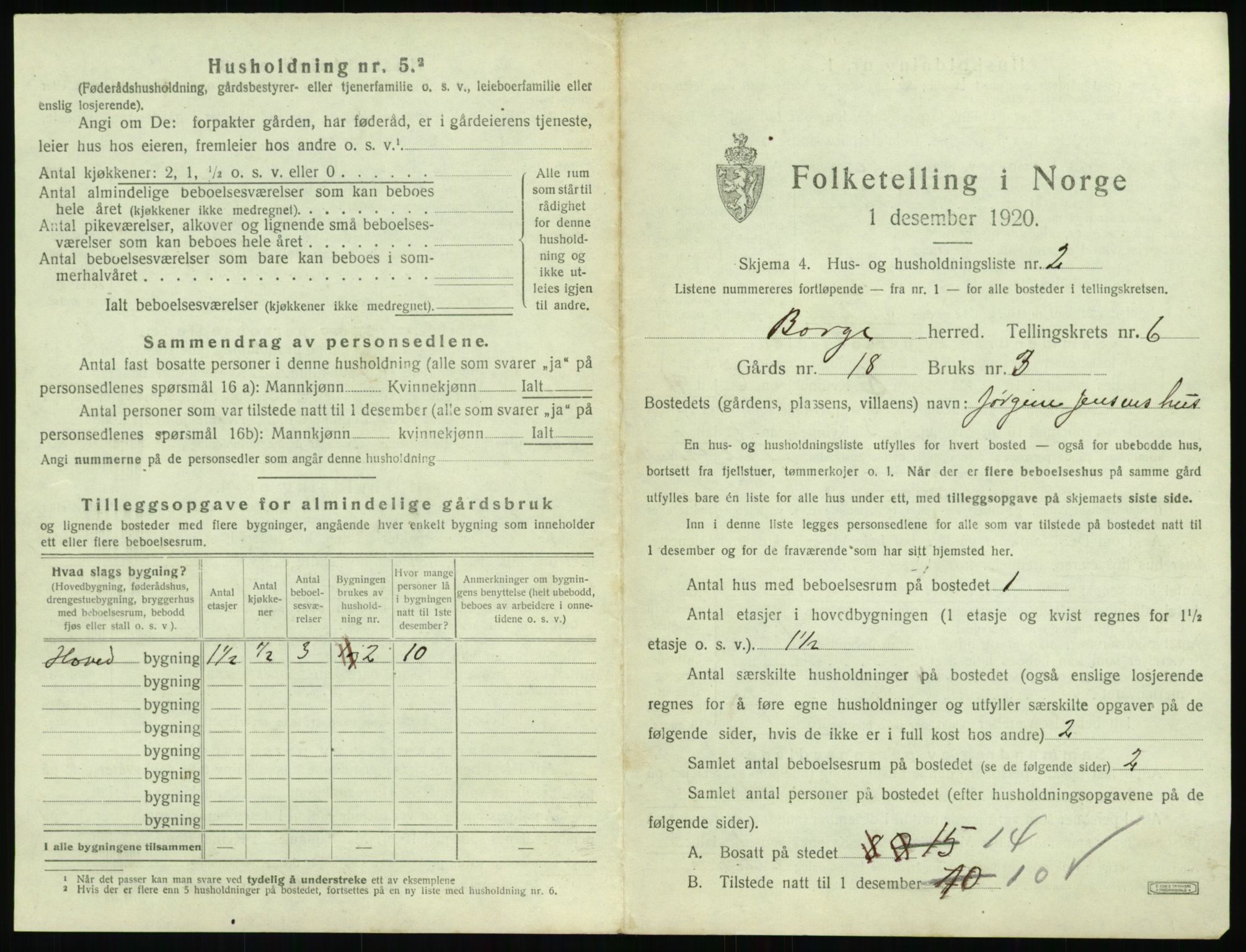 SAT, 1920 census for Borge, 1920, p. 673