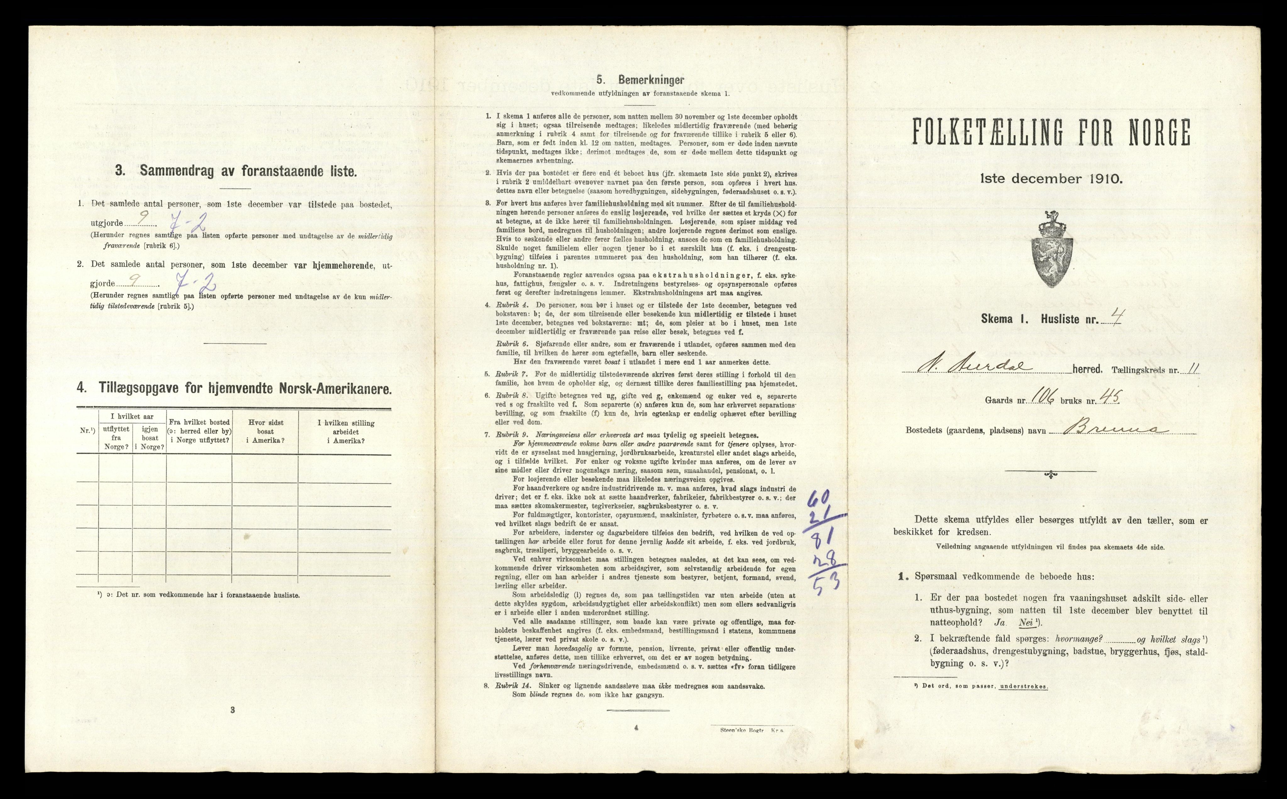 RA, 1910 census for Nord-Aurdal, 1910, p. 1595