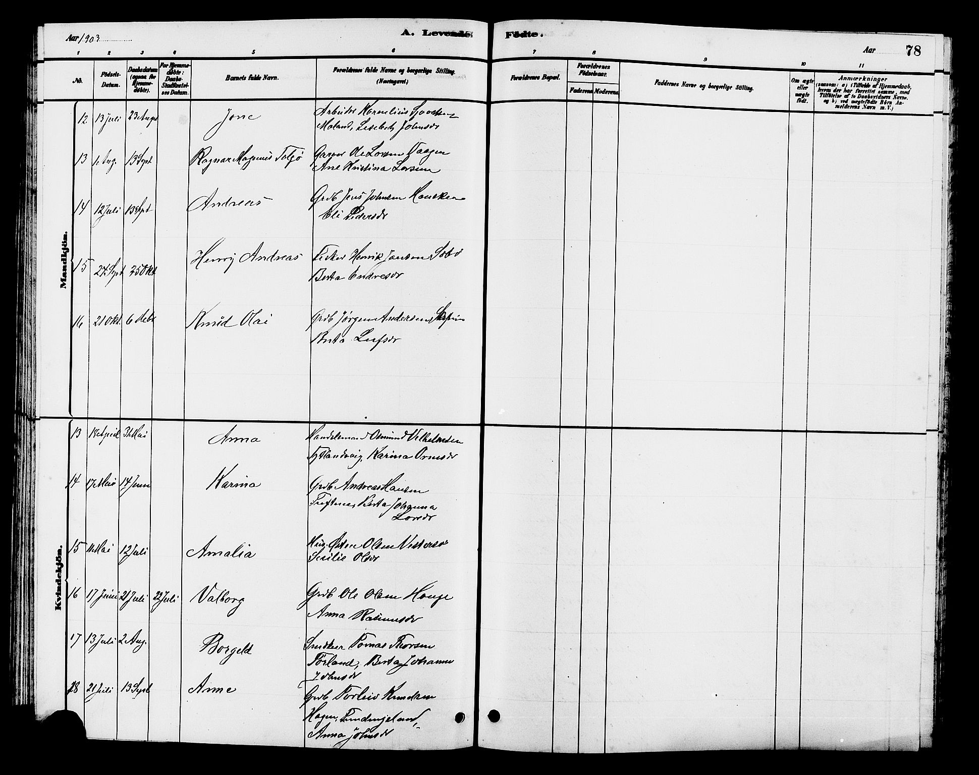 Hjelmeland sokneprestkontor, AV/SAST-A-101843/01/V/L0007: Parish register (copy) no. B 7, 1880-1909, p. 78