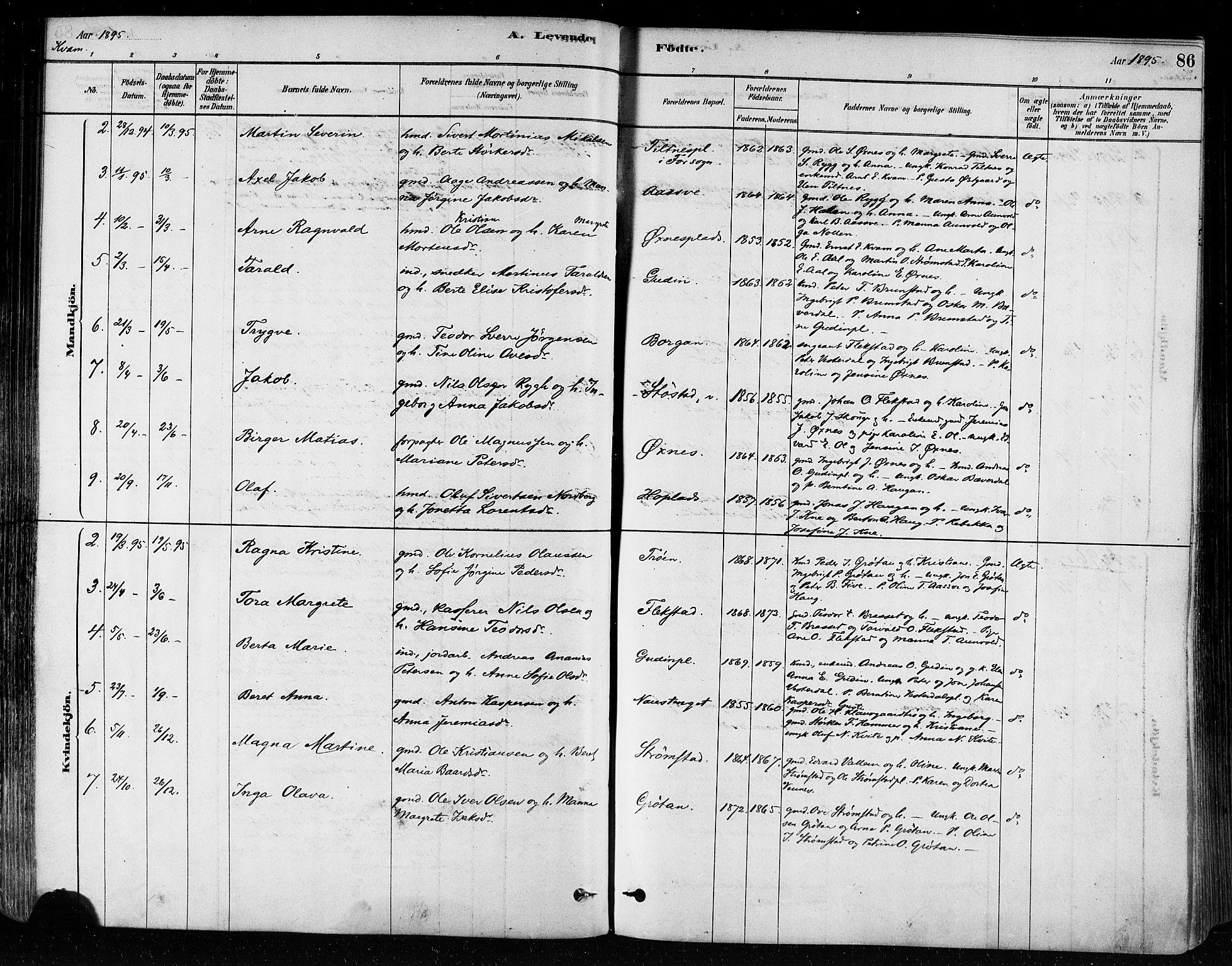 Ministerialprotokoller, klokkerbøker og fødselsregistre - Nord-Trøndelag, AV/SAT-A-1458/746/L0449: Parish register (official) no. 746A07 /2, 1878-1899, p. 86