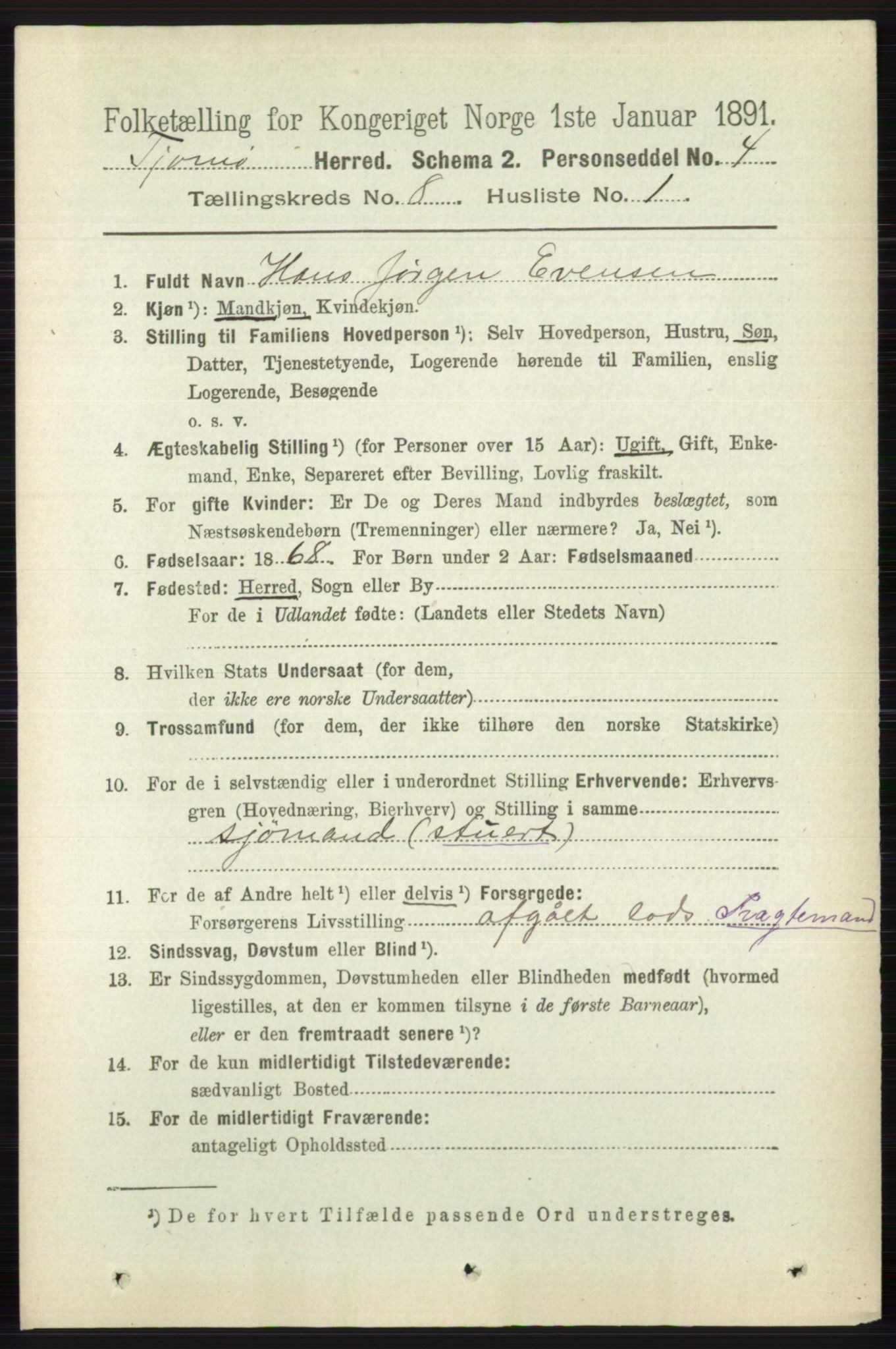 RA, 1891 census for 0723 Tjøme, 1891, p. 2800