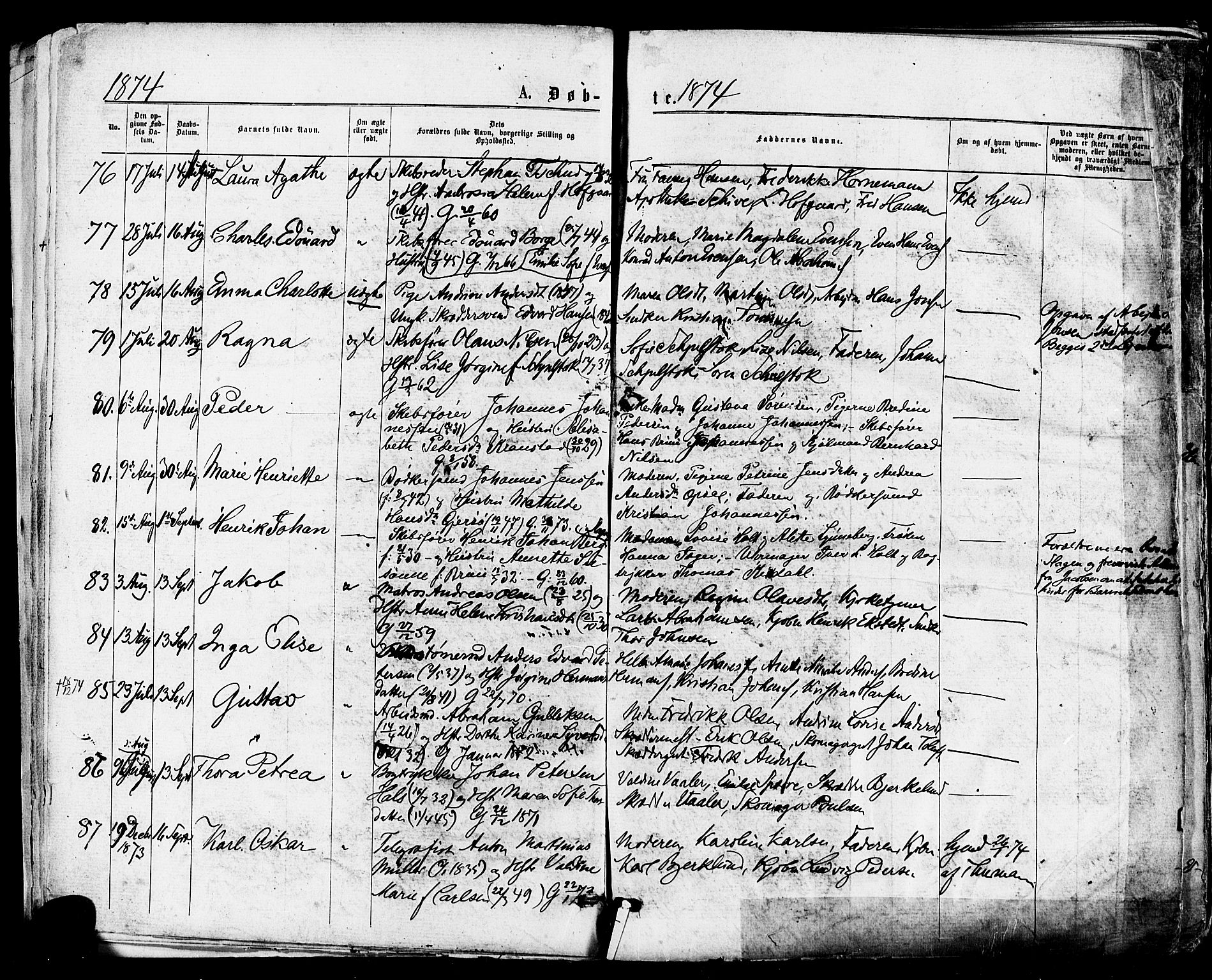 Tønsberg kirkebøker, AV/SAKO-A-330/F/Fa/L0010: Parish register (official) no. I 10, 1874-1880, p. 7