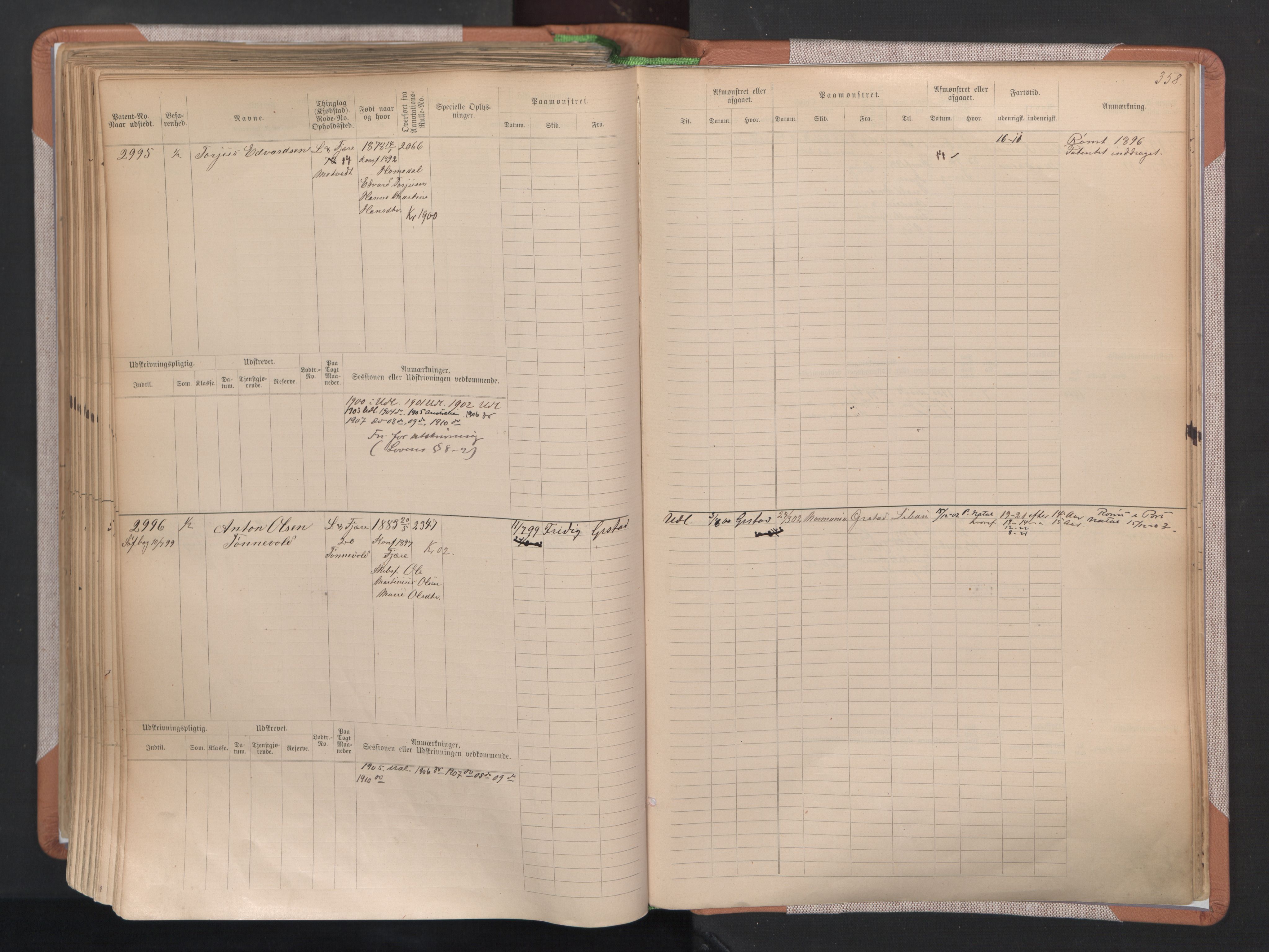 Grimstad mønstringskrets, AV/SAK-2031-0013/F/Fb/L0004: Hovedrulle A nr 2277-3042, F-7, 1889-1940, p. 366