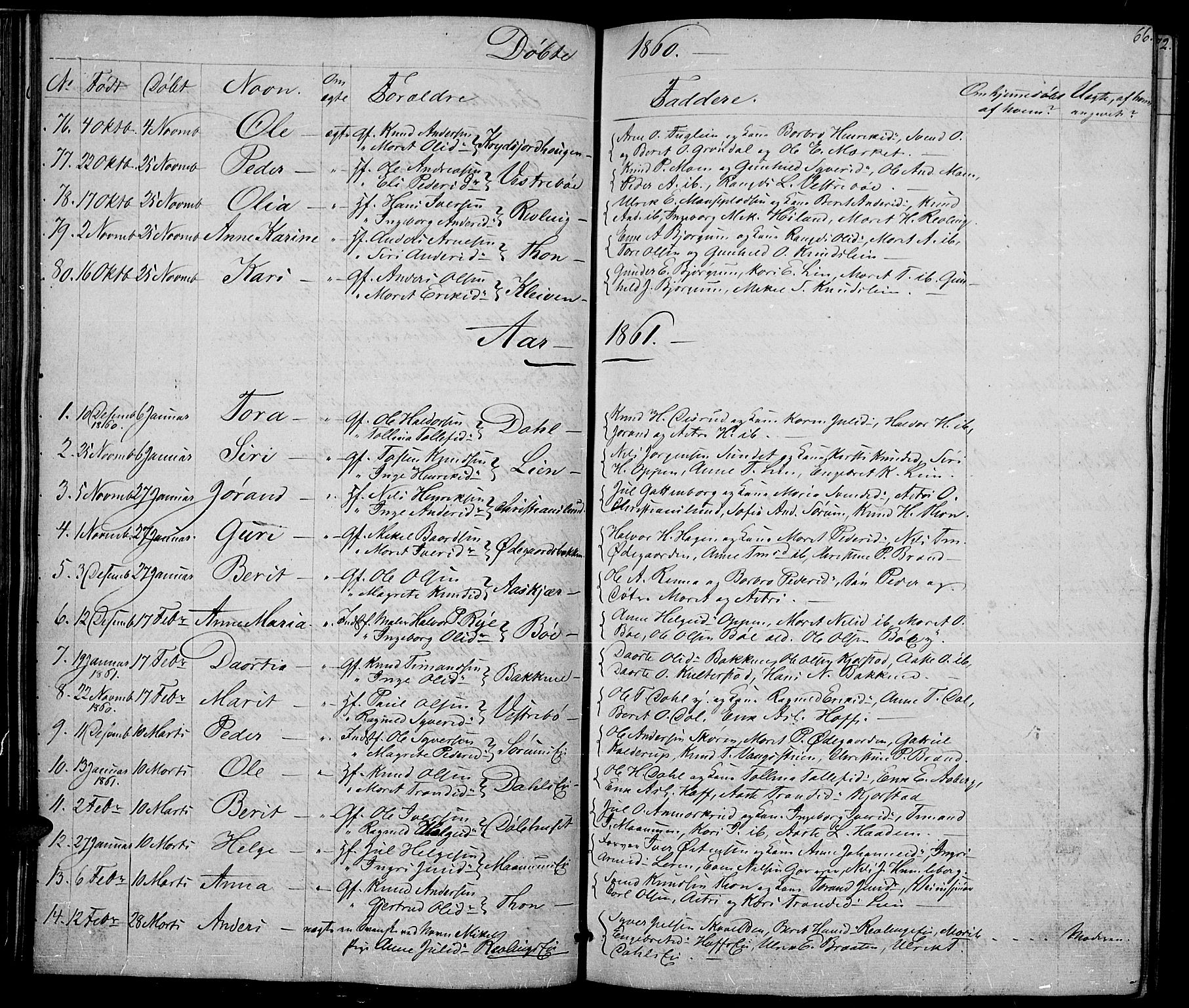 Nord-Aurdal prestekontor, SAH/PREST-132/H/Ha/Hab/L0002: Parish register (copy) no. 2, 1842-1877, p. 66