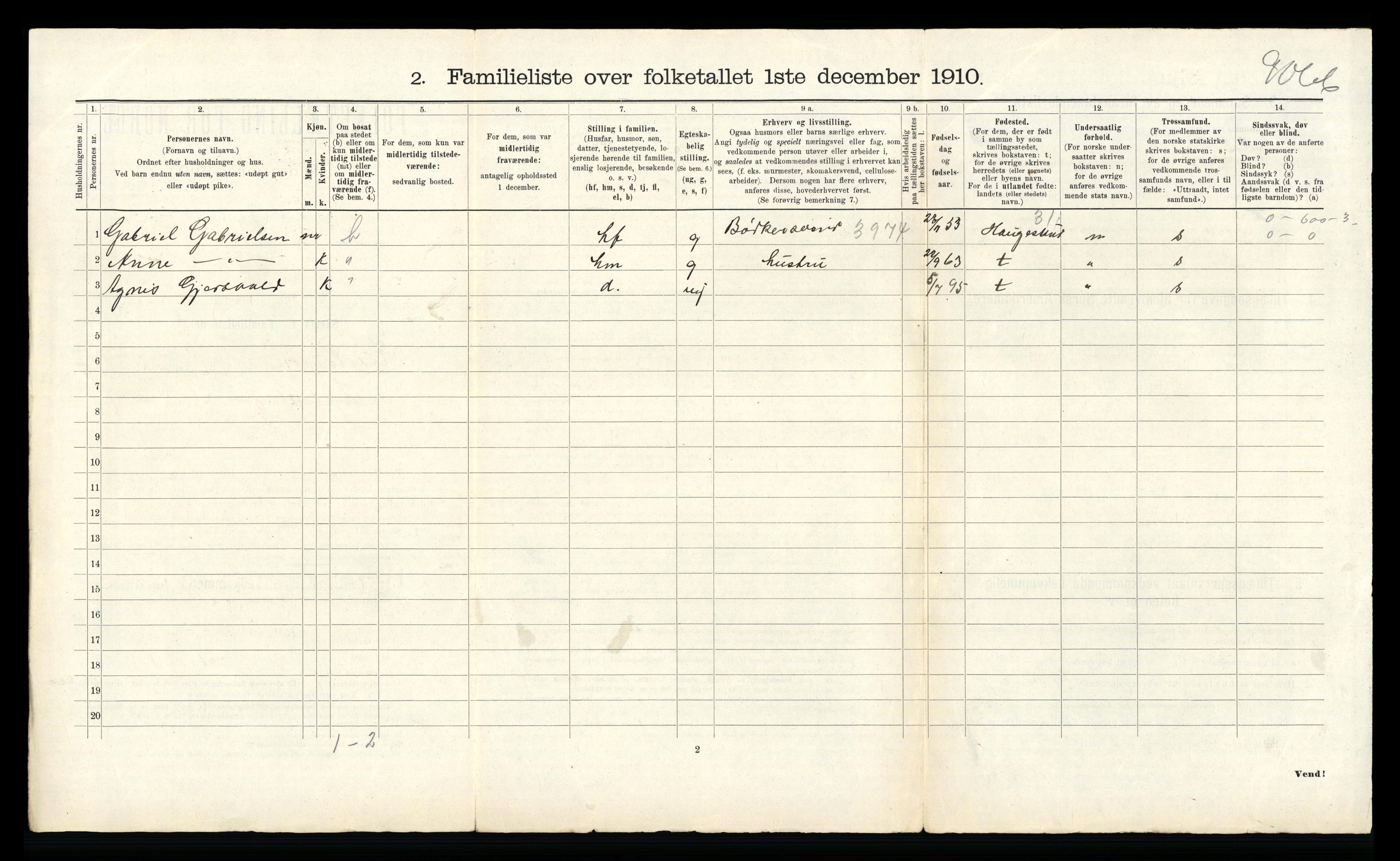 RA, 1910 census for Kristiansund, 1910, p. 7214