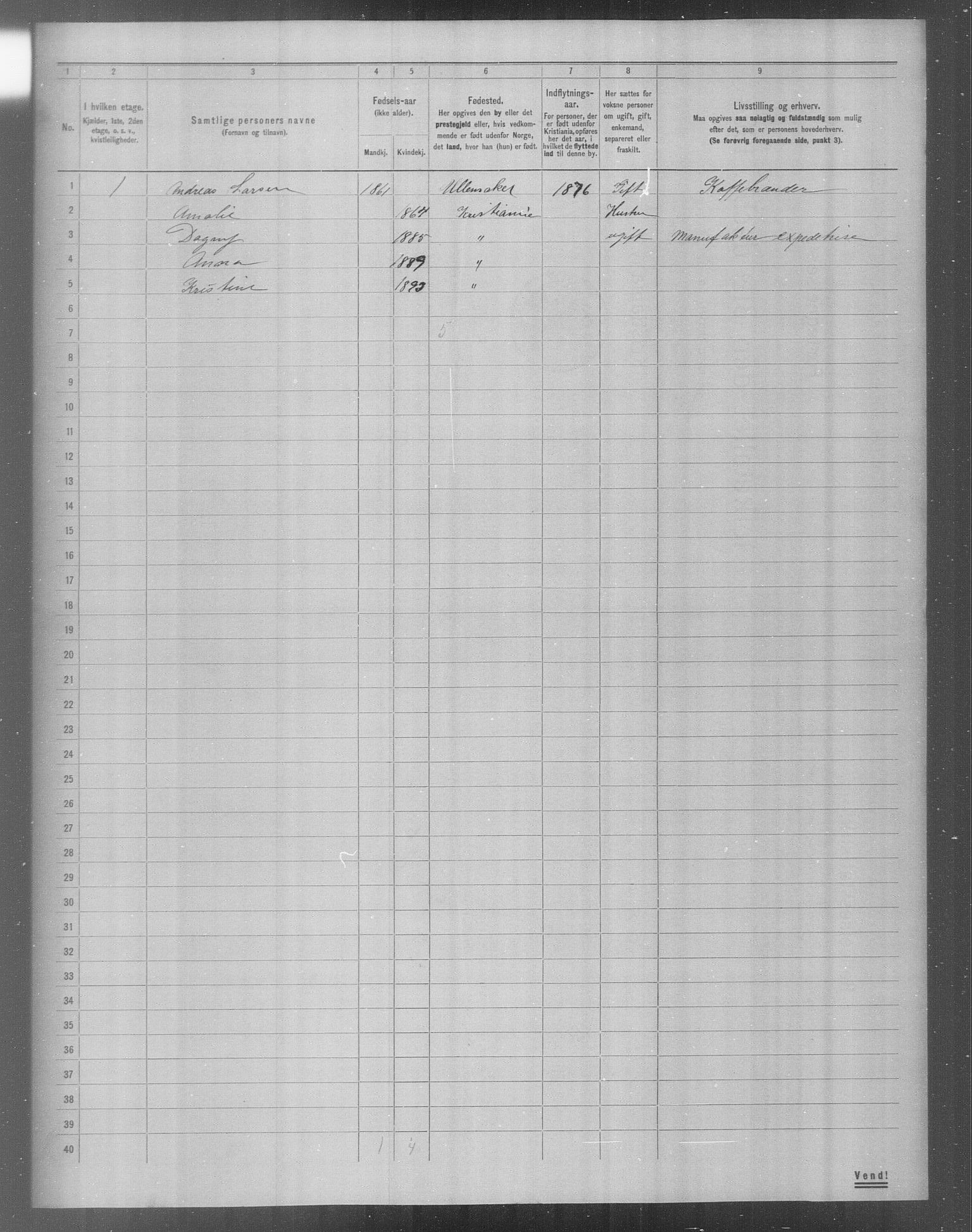 OBA, Municipal Census 1904 for Kristiania, 1904, p. 18420