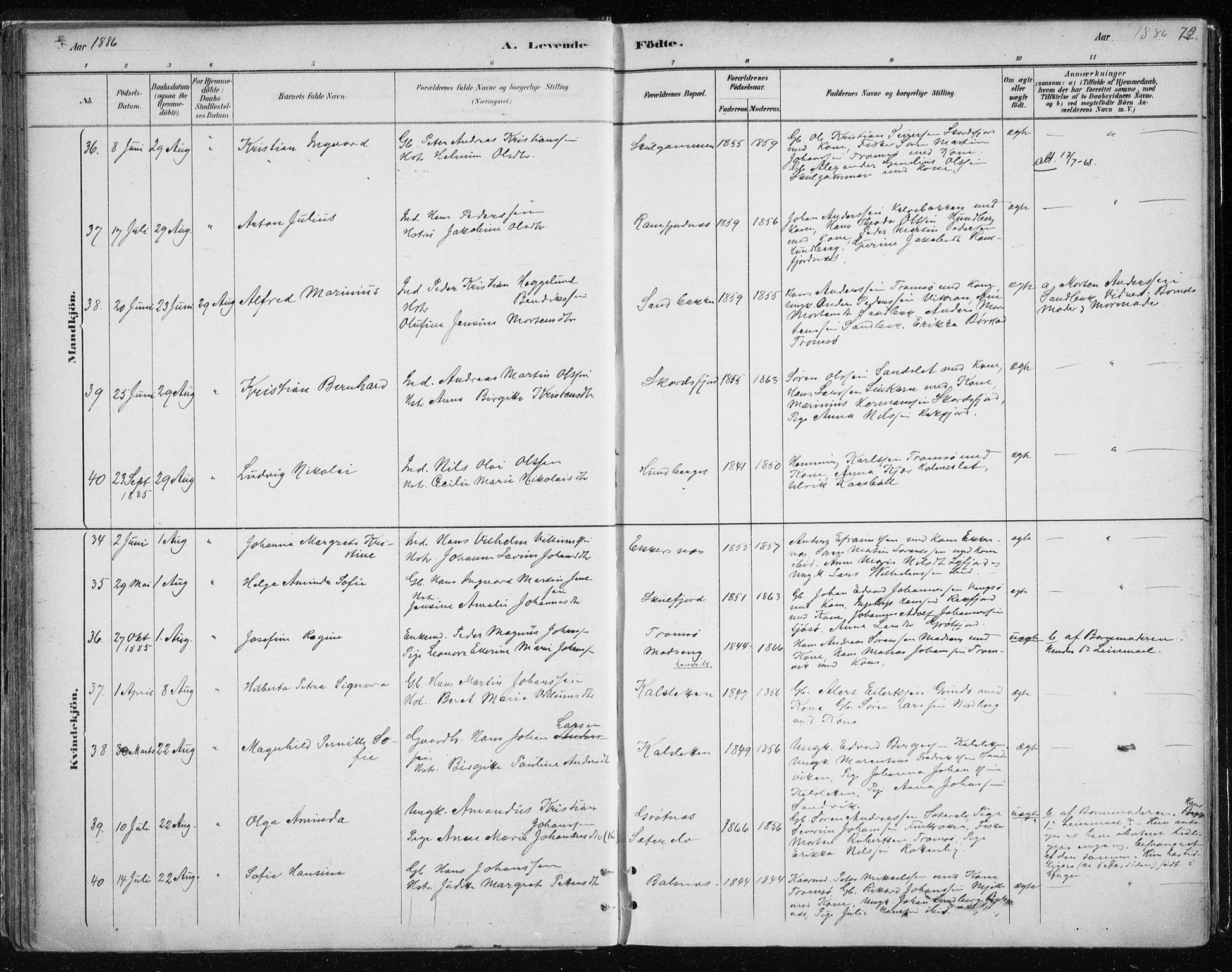 Tromsøysund sokneprestkontor, AV/SATØ-S-1304/G/Ga/L0004kirke: Parish register (official) no. 4, 1880-1888, p. 72