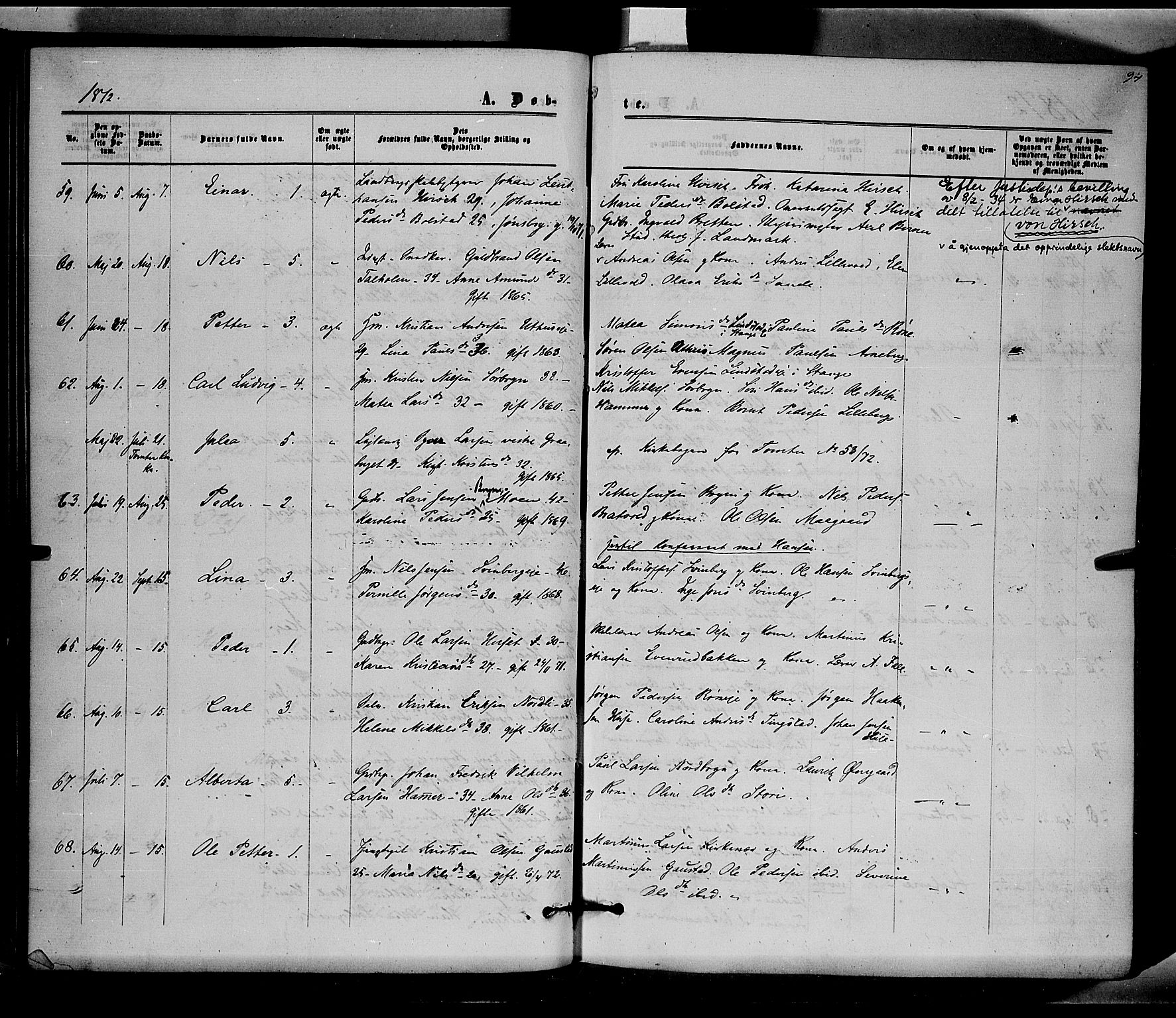 Romedal prestekontor, SAH/PREST-004/K/L0005: Parish register (official) no. 5, 1862-1874, p. 94