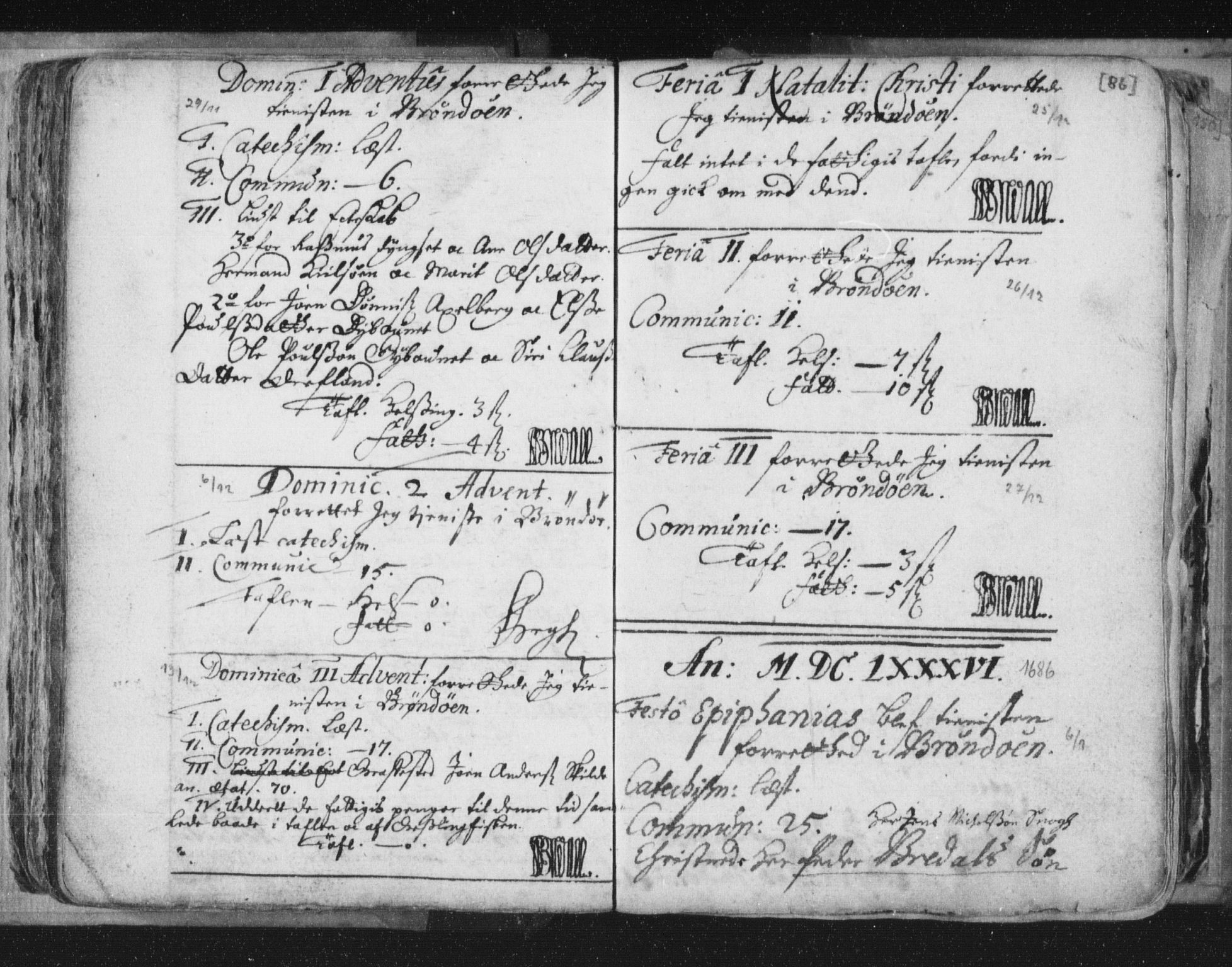Ministerialprotokoller, klokkerbøker og fødselsregistre - Nordland, SAT/A-1459/813/L0192: Parish register (official) no. 813A02, 1677-1718, p. 86