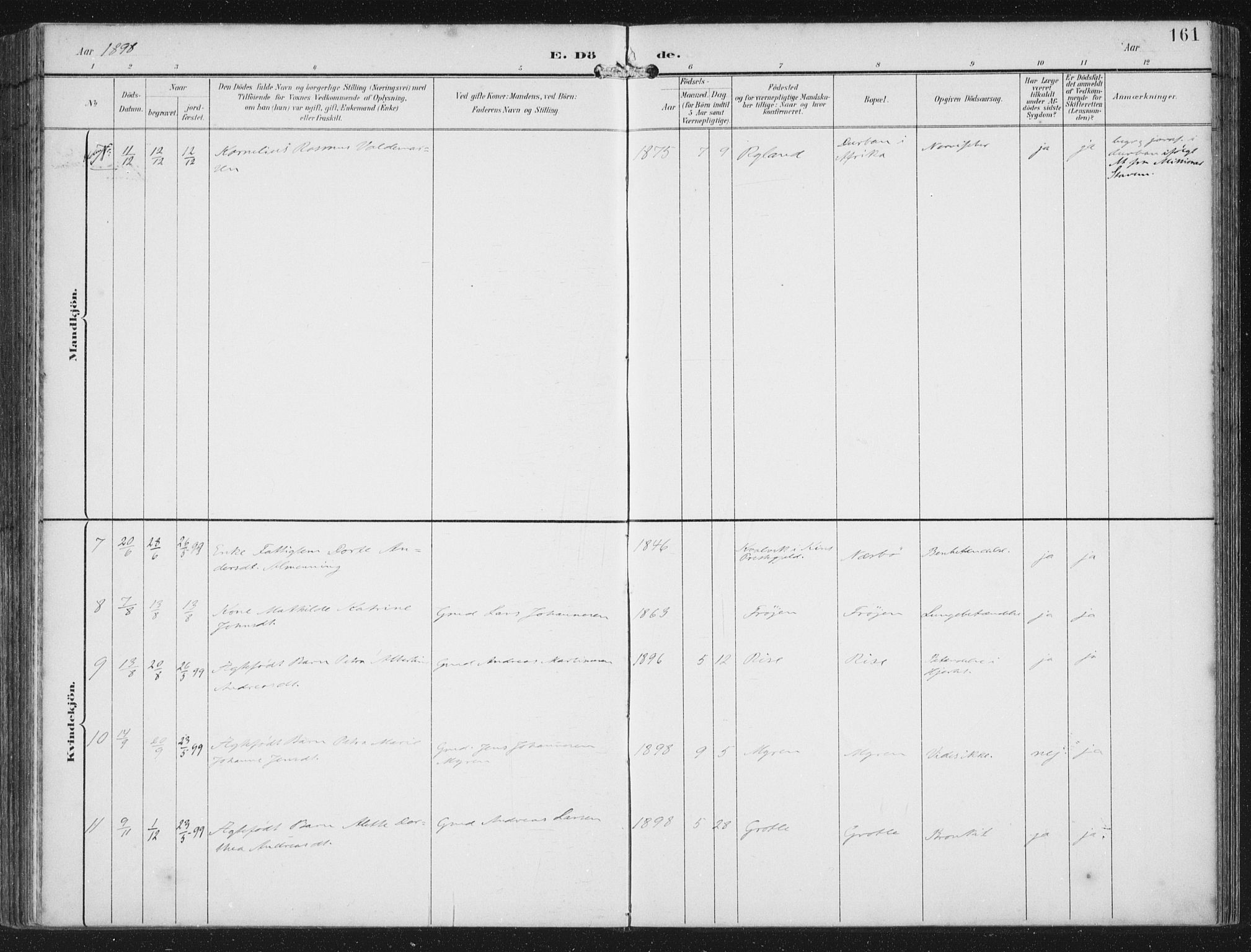 Bremanger sokneprestembete, AV/SAB-A-82201/H/Haa/Haab/L0002: Parish register (official) no. B  2, 1896-1908, p. 161