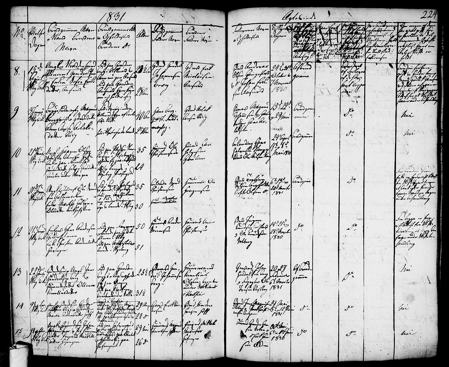 Skjeberg prestekontor Kirkebøker, AV/SAO-A-10923/F/Fa/L0005: Parish register (official) no. I 5, 1830-1845, p. 224