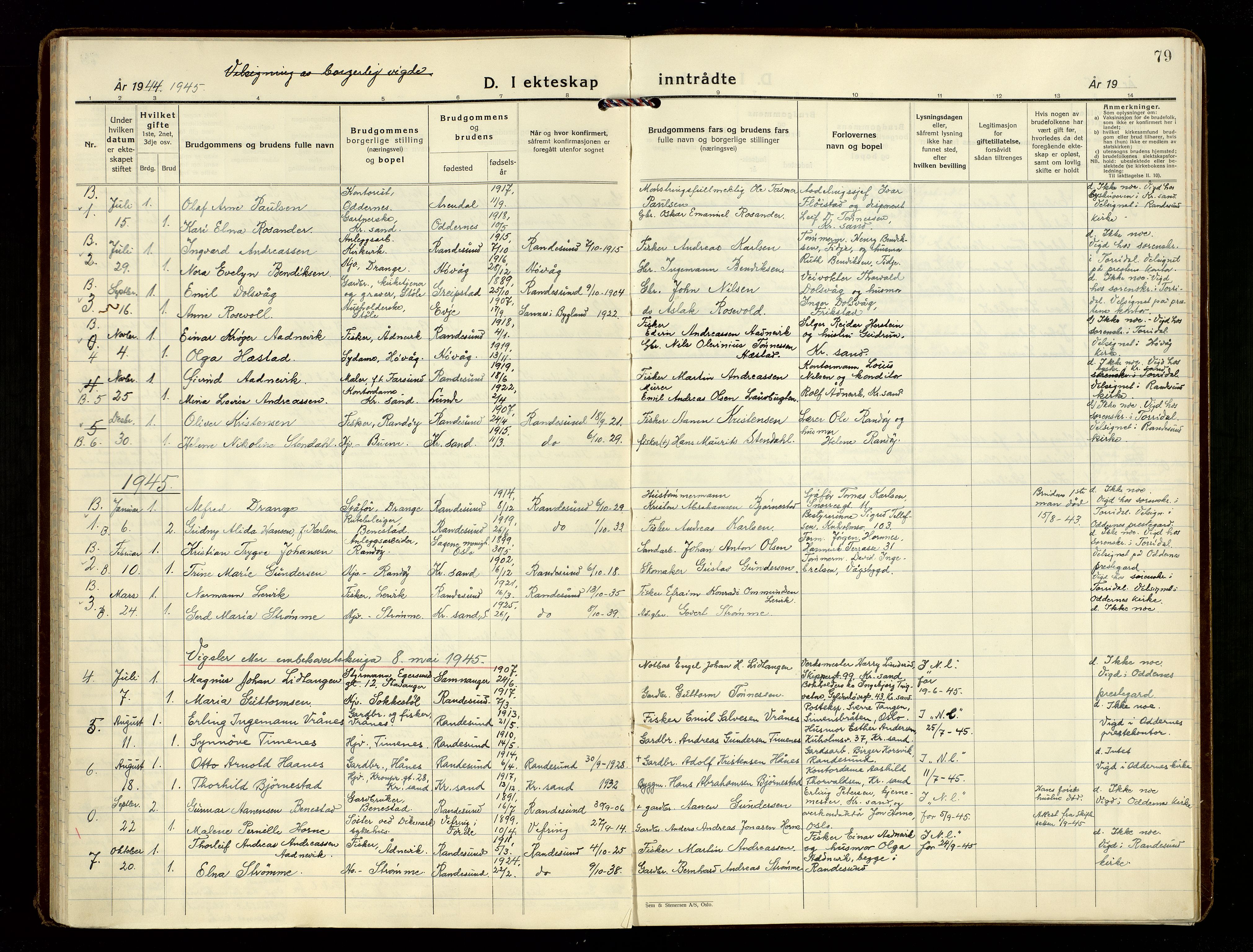 Oddernes sokneprestkontor, AV/SAK-1111-0033/F/Fa/Fab/L0005: Parish register (official) no. A 5, 1935-1954, p. 79