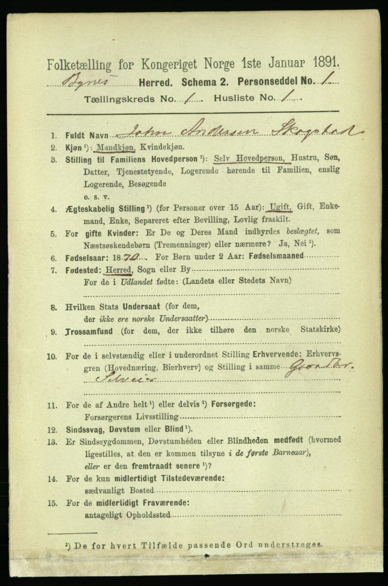 RA, 1891 census for 1655 Byneset, 1891, p. 141