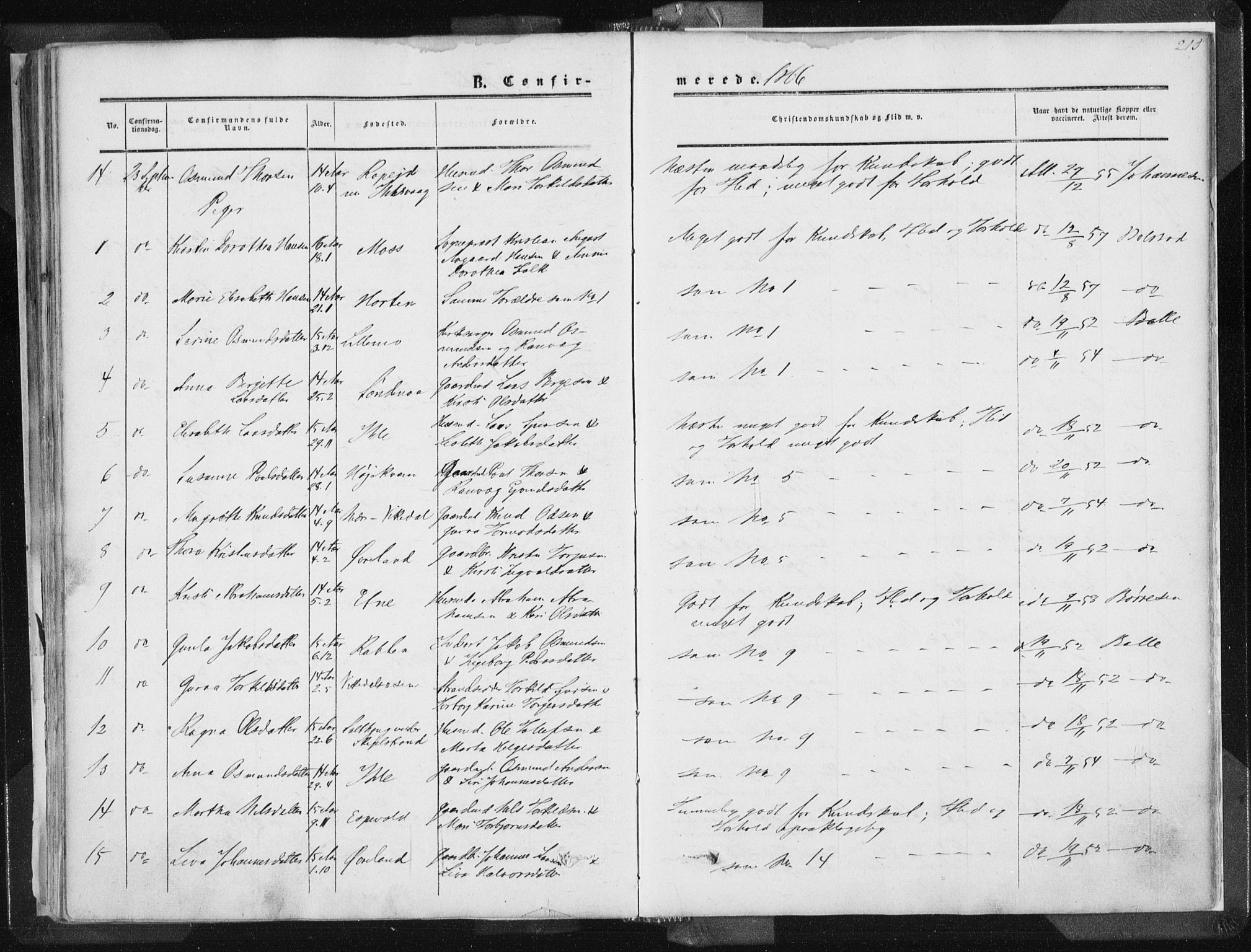 Vikedal sokneprestkontor, SAST/A-101840/01/IV: Parish register (official) no. A 6.1, 1851-1867, p. 210