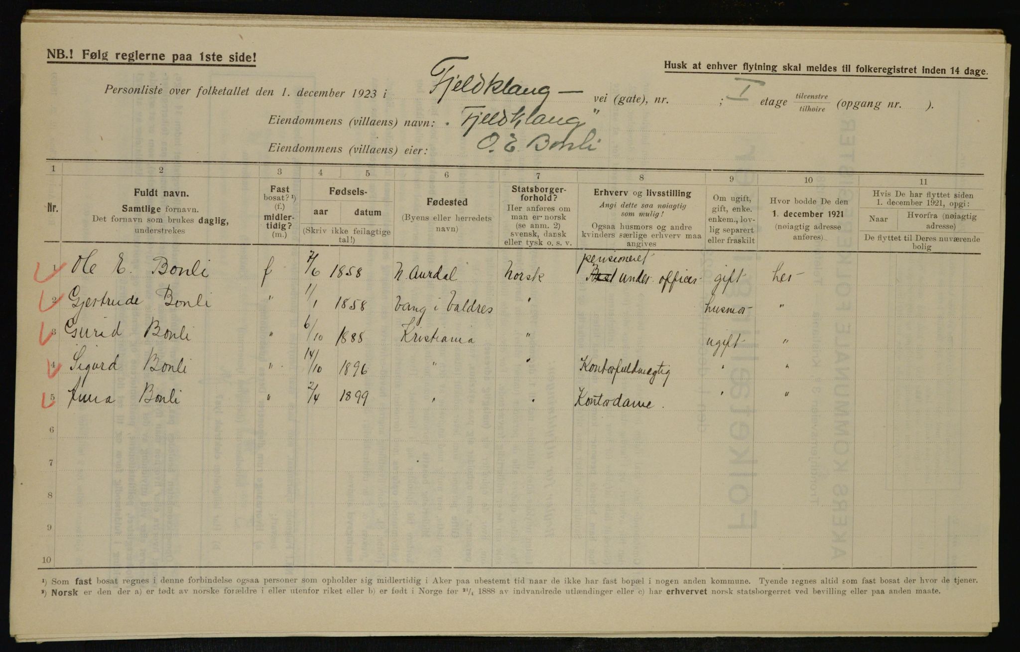 , Municipal Census 1923 for Aker, 1923, p. 38800