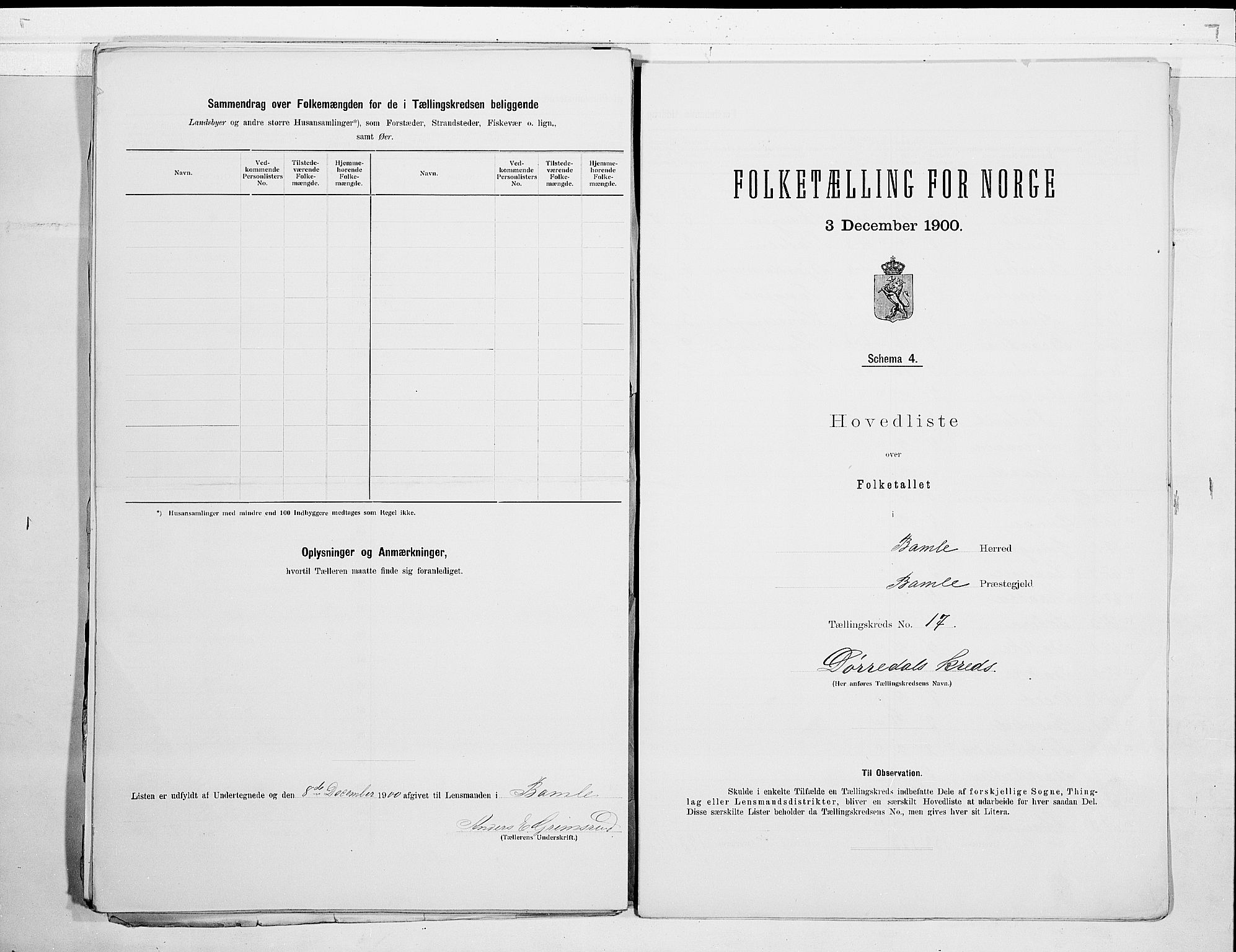 SAKO, 1900 census for Bamble, 1900, p. 36