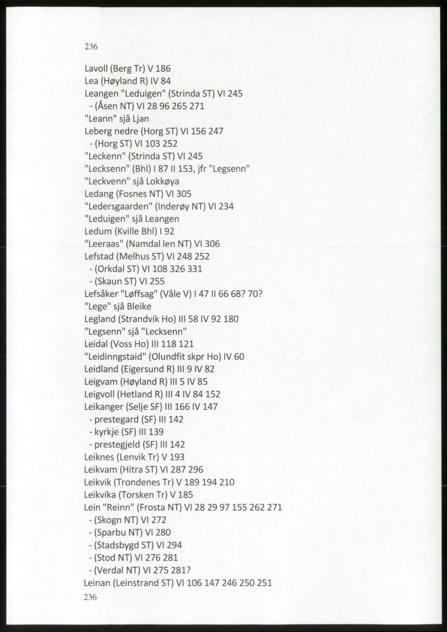 Publikasjoner utgitt av Arkivverket, PUBL/PUBL-001/C/0009: Stedsnavnregister, 1548-1567, p. 236