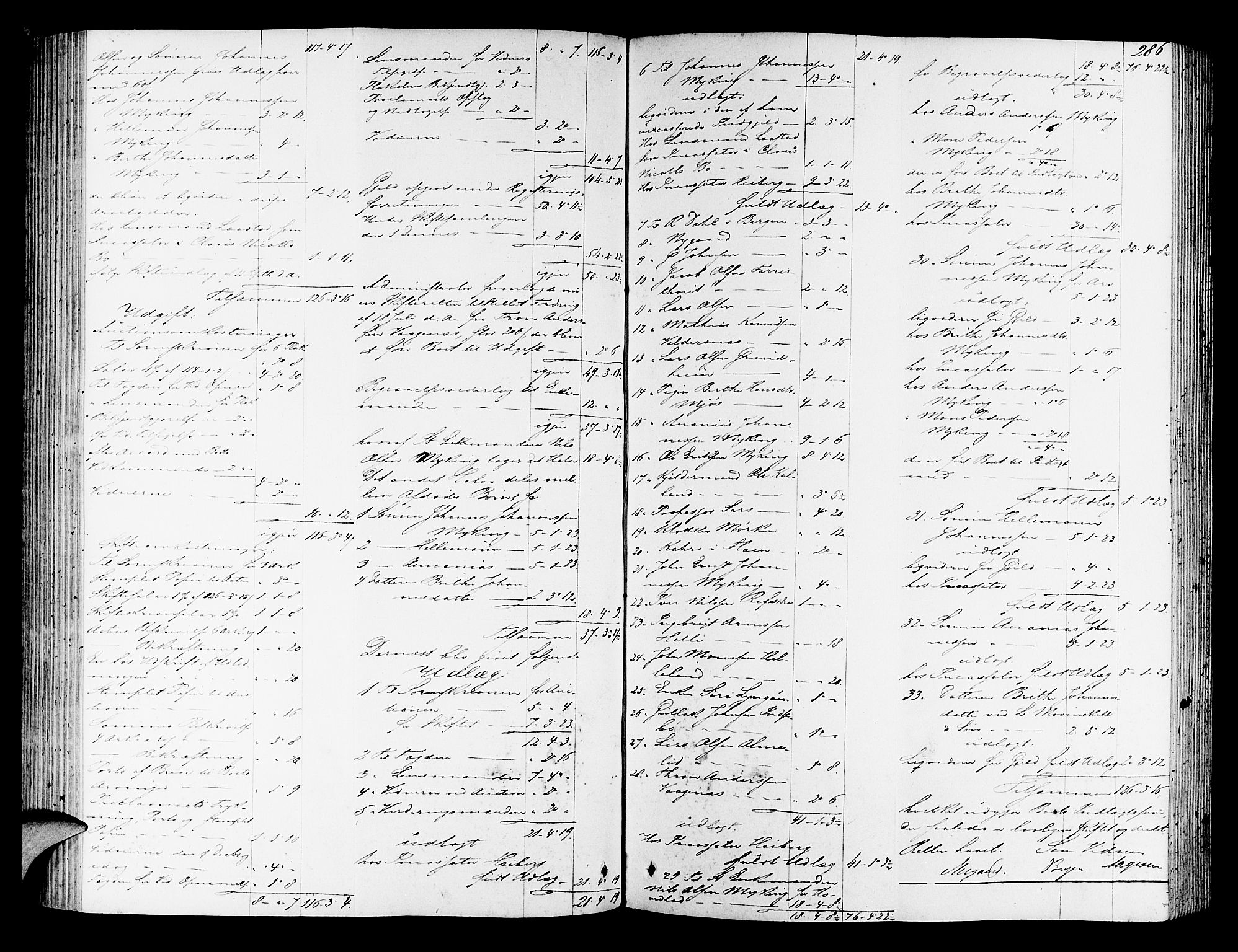 Nordhordland sorenskrivar, AV/SAB-A-2901/1/H/Hd/Hda/L0005: Skifteutlodningsprotokollar, 1851-1857, p. 285b-286a