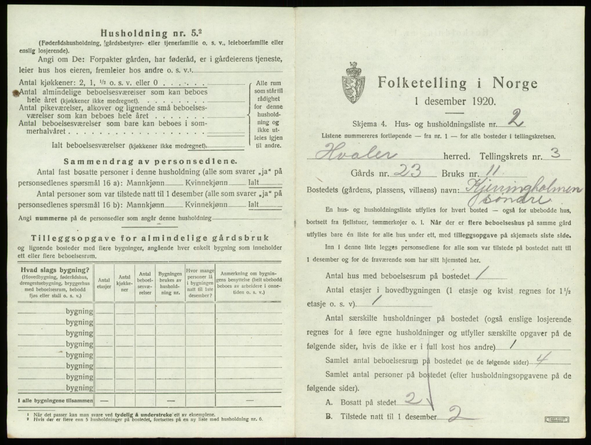 SAO, 1920 census for Hvaler, 1920, p. 560