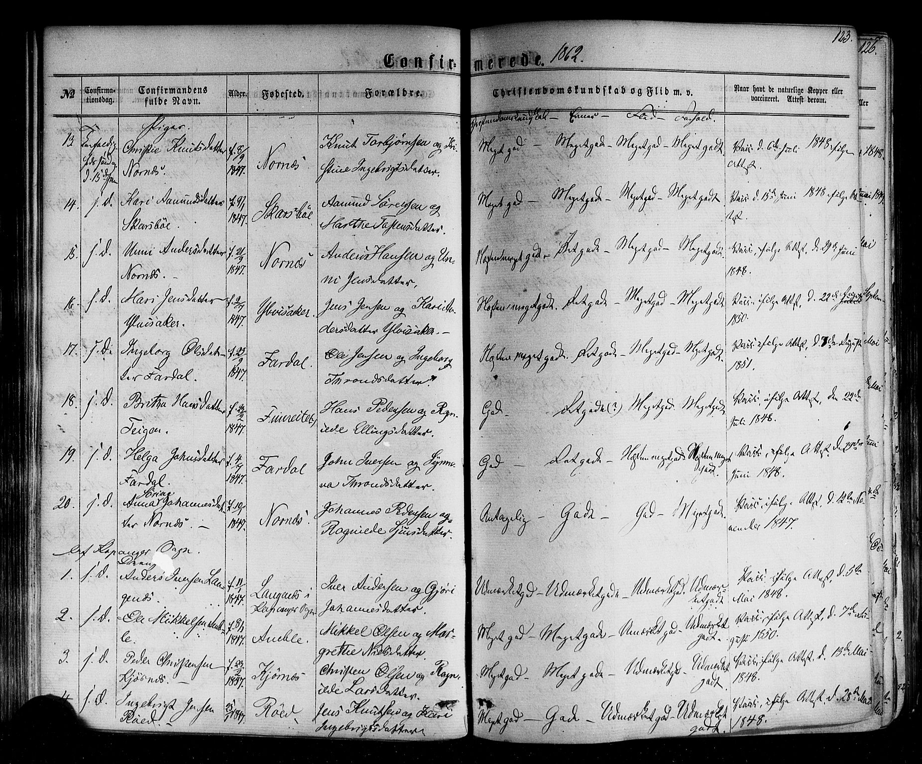 Sogndal sokneprestembete, AV/SAB-A-81301/H/Haa/Haaa/L0013: Parish register (official) no. A 13, 1859-1877, p. 123