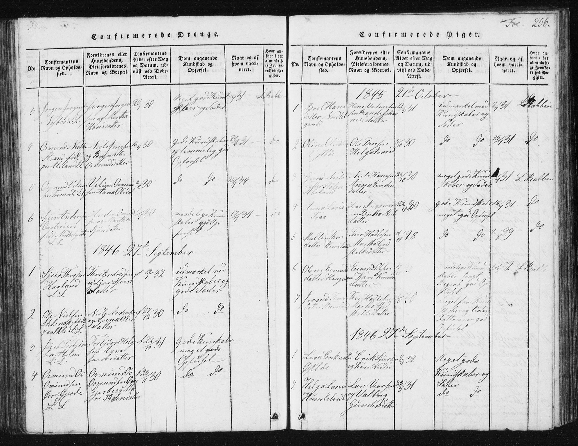 Vikedal sokneprestkontor, SAST/A-101840/01/V: Parish register (copy) no. B 2, 1816-1863, p. 256