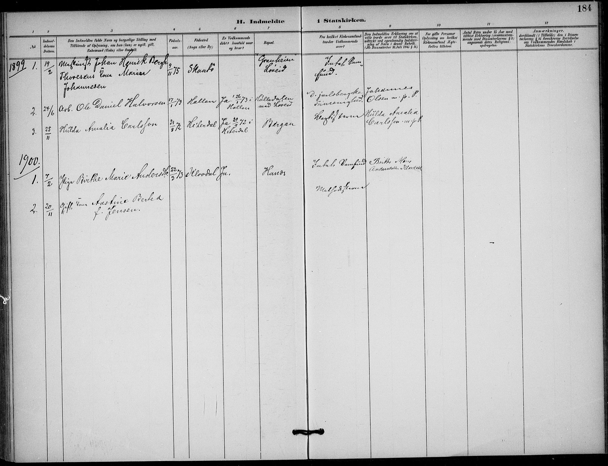 Solum kirkebøker, SAKO/A-306/F/Fb/L0002: Parish register (official) no. II 2, 1893-1901, p. 184