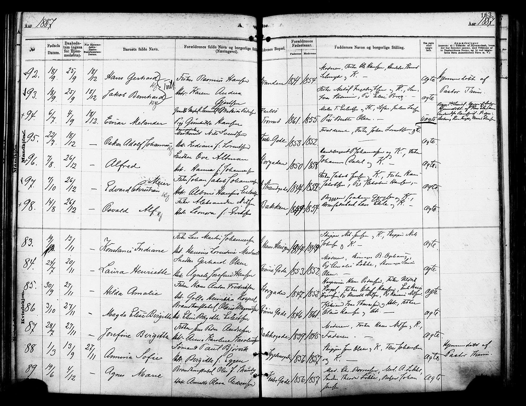 Tromsø sokneprestkontor/stiftsprosti/domprosti, SATØ/S-1343/G/Ga/L0014kirke: Parish register (official) no. 14, 1878-1888, p. 163