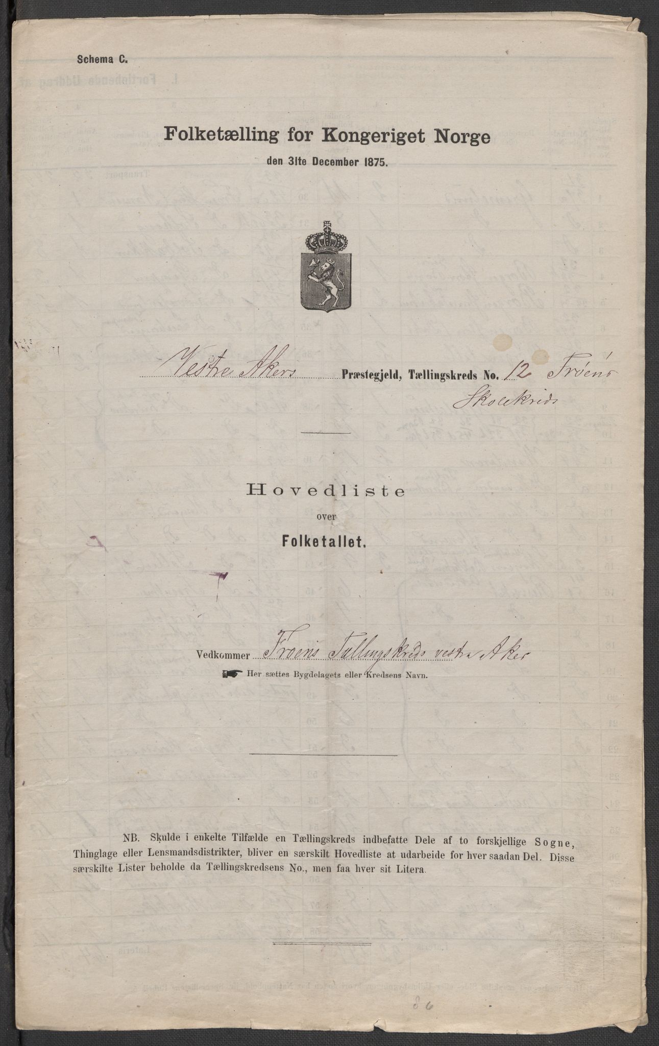 RA, 1875 census for 0218aP Vestre Aker, 1875, p. 76