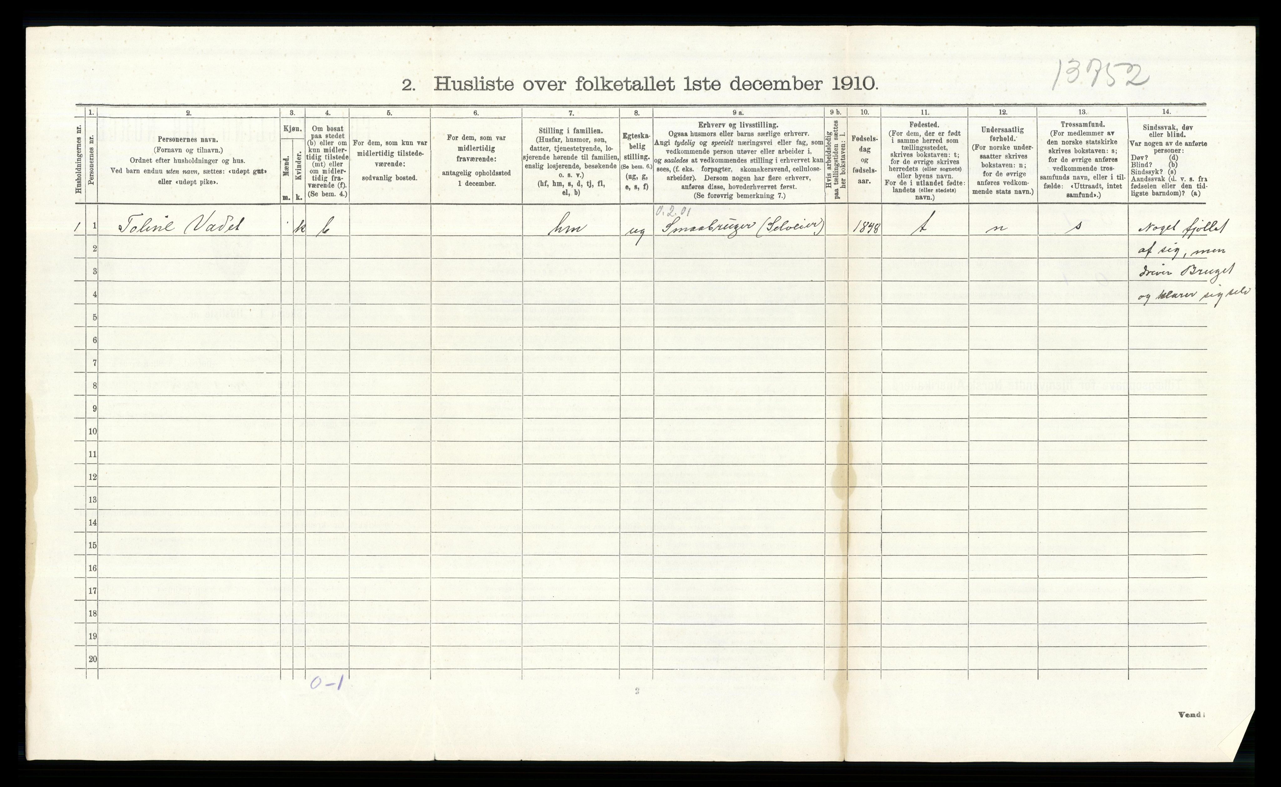 RA, 1910 census for Eina, 1910, p. 196