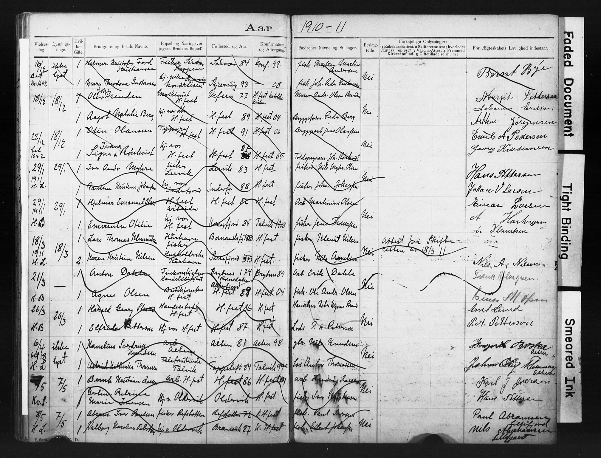 Hammerfest sokneprestkontor, AV/SATØ-S-1347/I/Ib/L0071: Banns register no. 71, 1899-1912