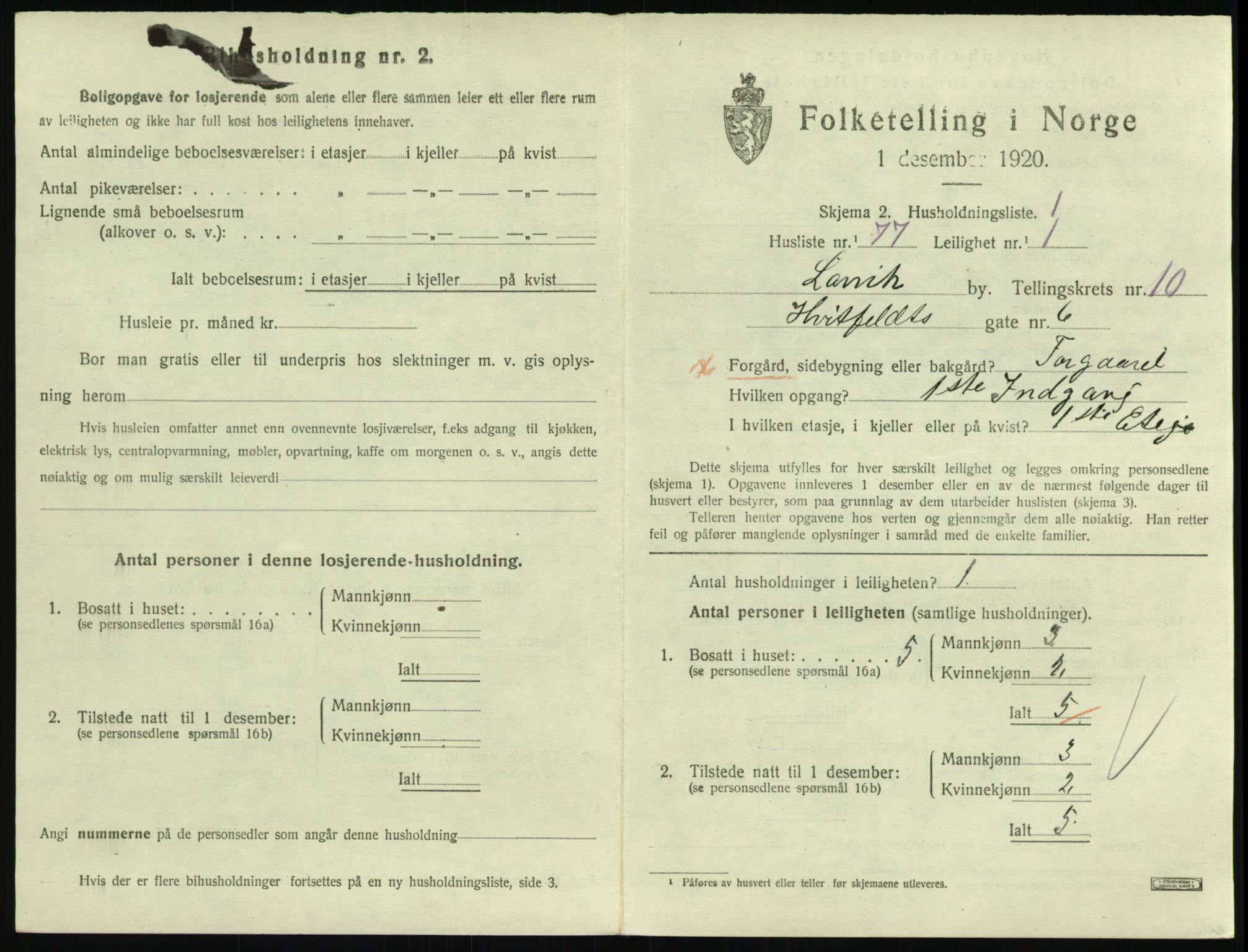 SAKO, 1920 census for Larvik, 1920, p. 7762