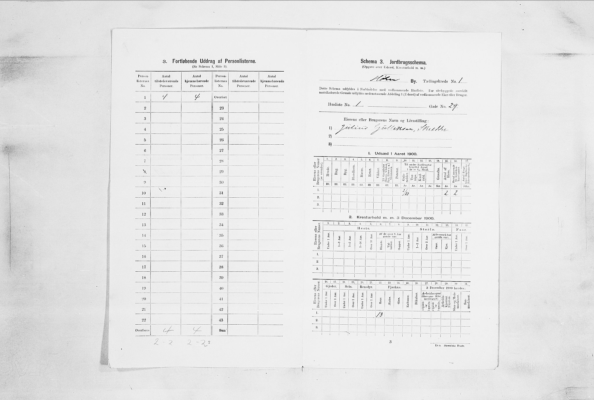 SAO, 1900 census for Hølen, 1900