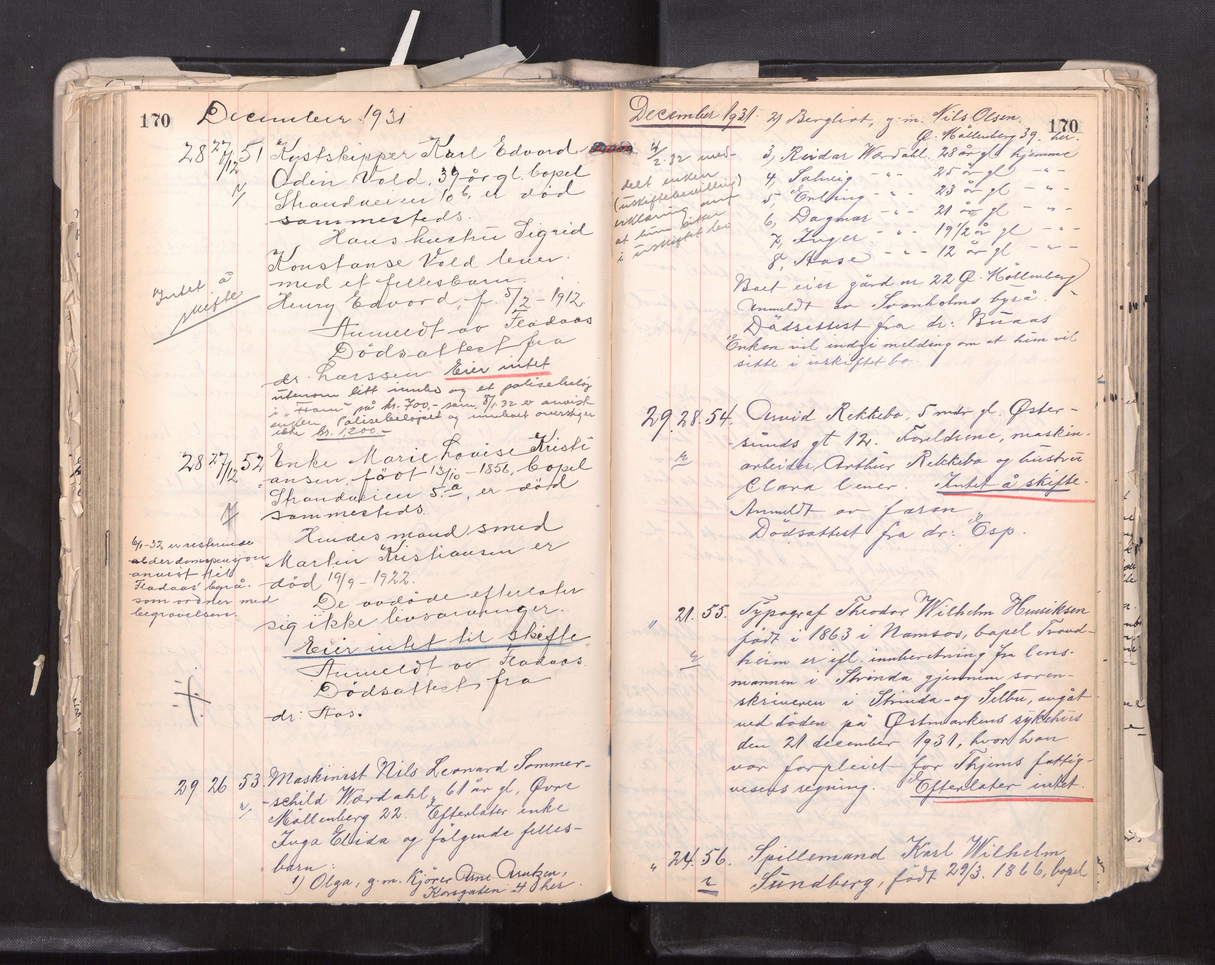 Trondheim byfogd, AV/SAT-A-0003/1/3/3L/L0015: Dødsanmeldelsesprotokoll, 1930-1933, p. 170