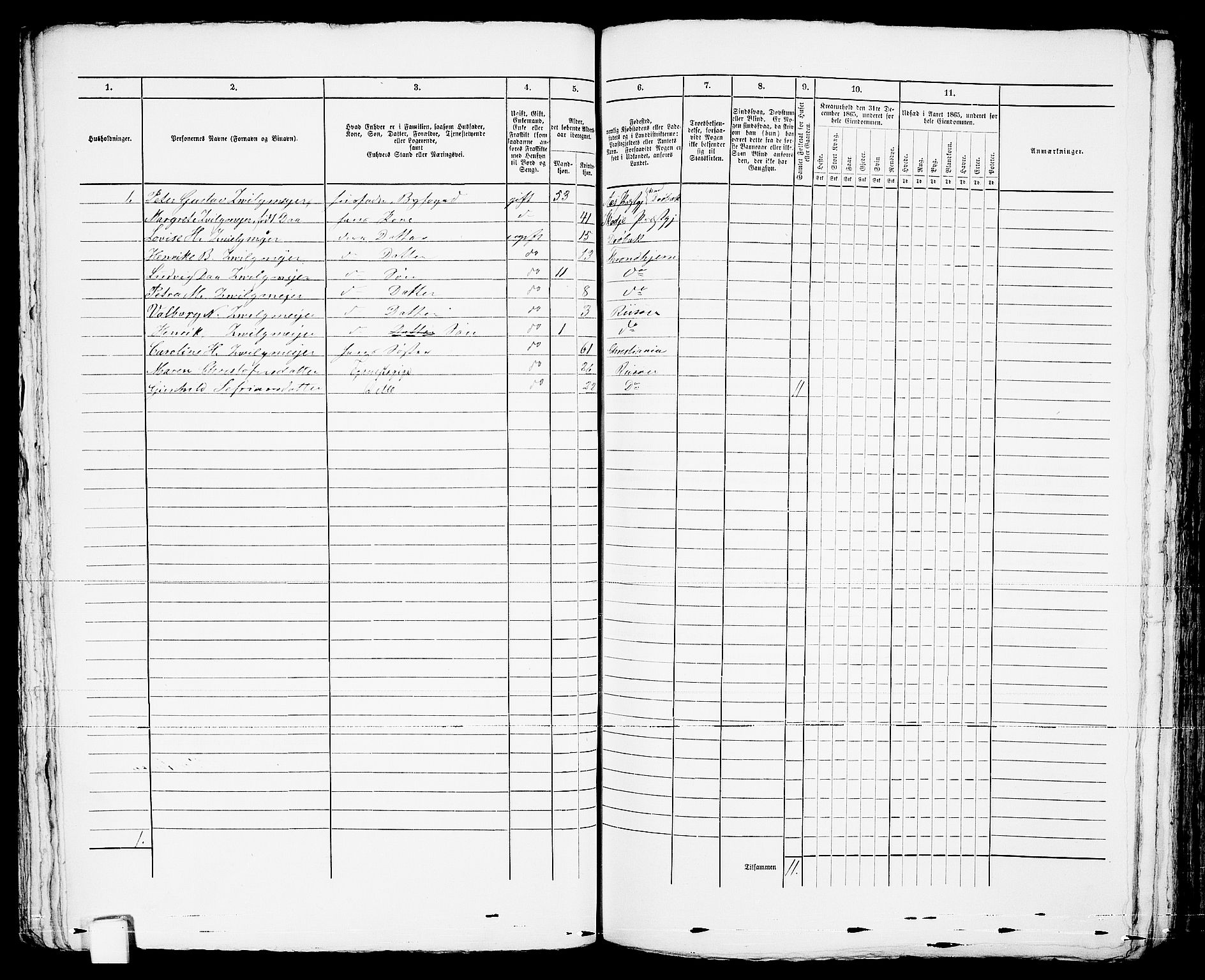 RA, 1865 census for Risør/Risør, 1865, p. 124