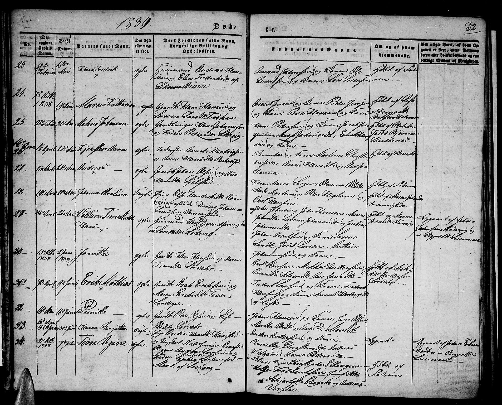 Ministerialprotokoller, klokkerbøker og fødselsregistre - Nordland, SAT/A-1459/801/L0006: Parish register (official) no. 801A06, 1834-1845, p. 32