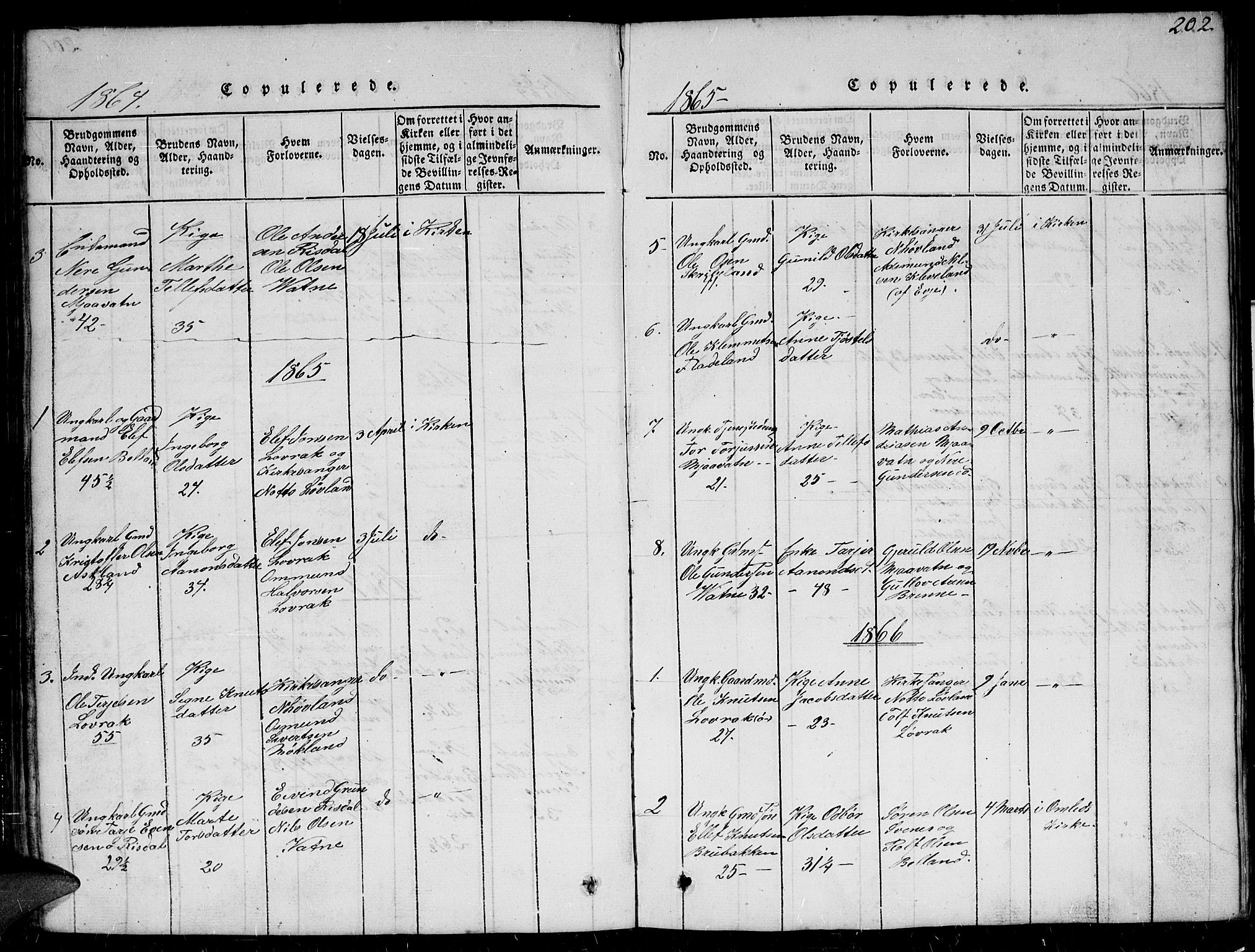 Herefoss sokneprestkontor, AV/SAK-1111-0019/F/Fb/Fbc/L0001: Parish register (copy) no. B 1, 1816-1866, p. 202