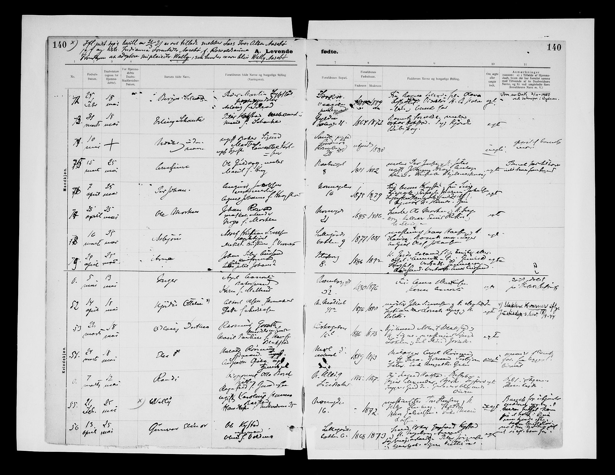 Ministerialprotokoller, klokkerbøker og fødselsregistre - Sør-Trøndelag, SAT/A-1456/604/L0203: Parish register (official) no. 604A23, 1908-1916, p. 140
